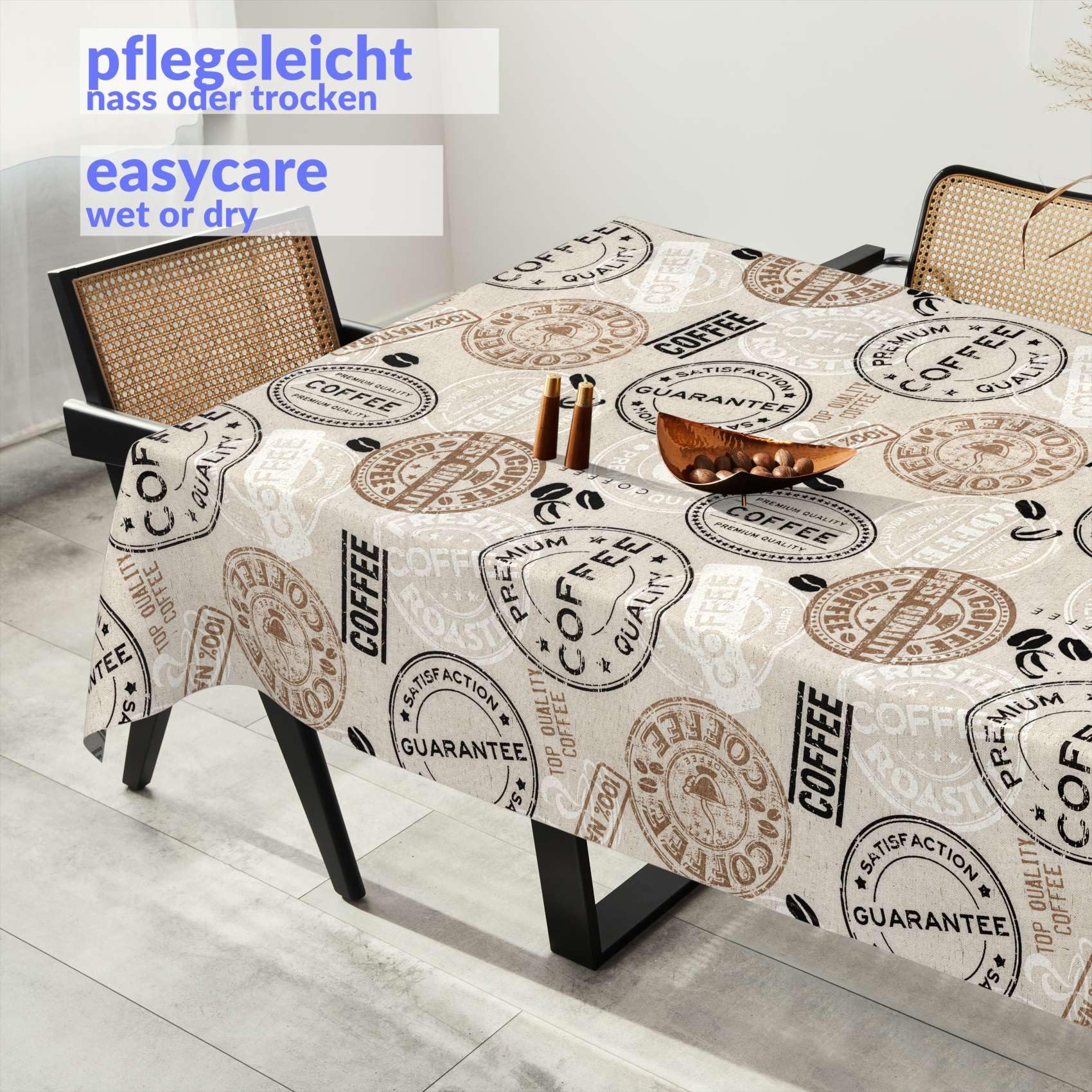 ANRO Tischdecke abwaschbar Kaffee 100x140 cm Outdoor wetterfest