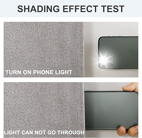 Miniatura 3 de Hiasan Cortinas opacas de lino sintético, 2 paneles con textura de arpillera, con aislamiento térmico, para oscurecer el dormitorio, ahorro de