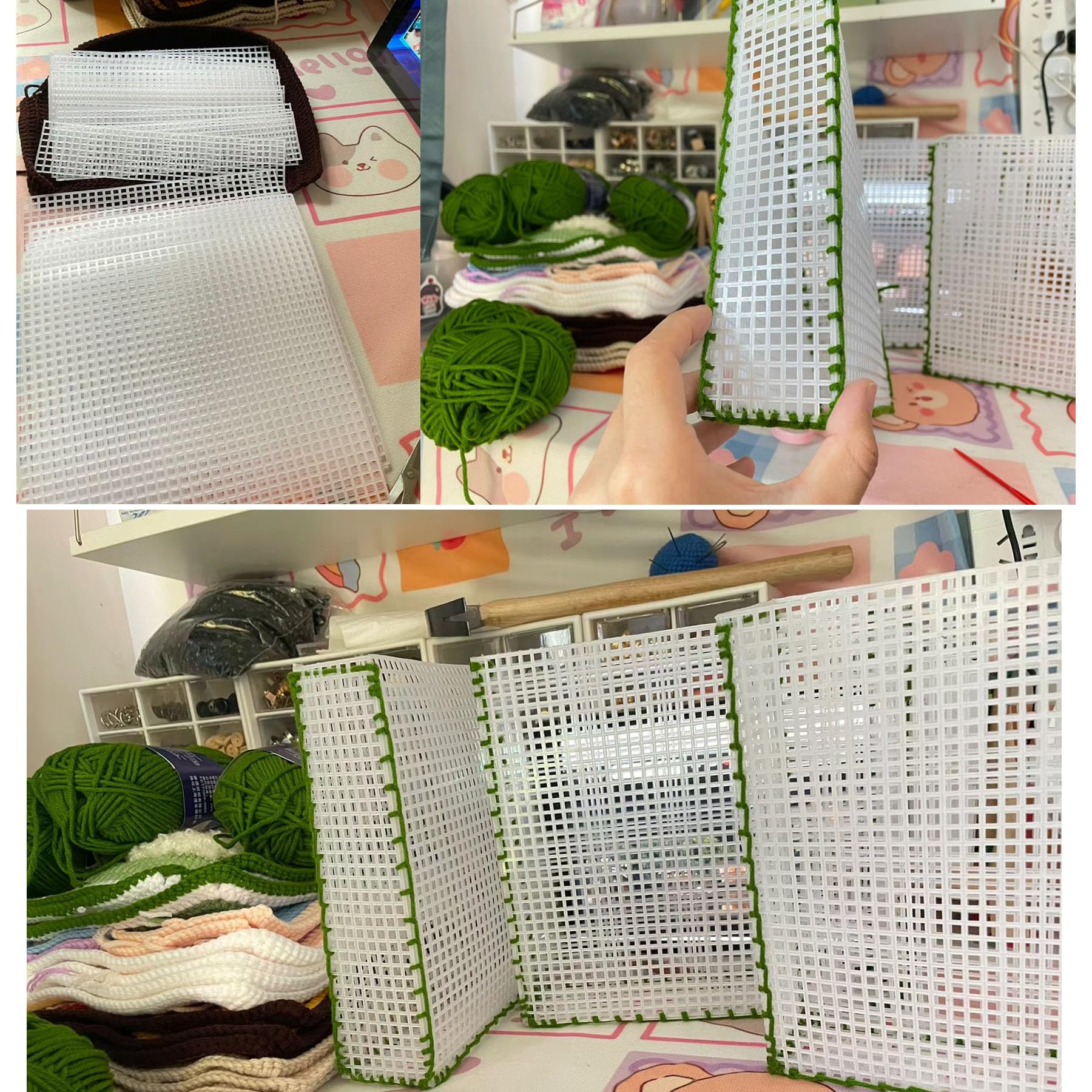 Tela Di Plastica Per Cucito - 4 Fogli Bianchi 26.2x34 Cm, Con 4 Aghi, Per Lavori DIY E Craft