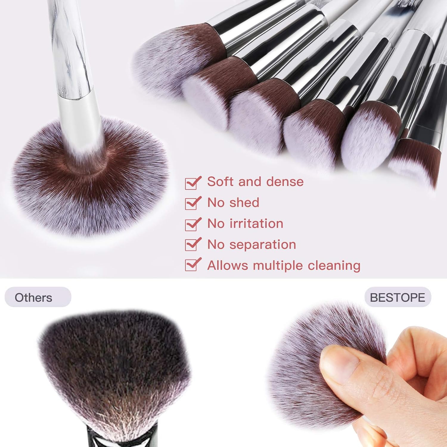 20 PCs Makeup Brushes Premium Synthetic Contour Concealers Foundation Powder Eye Shadows Makeup Brush Set with Marble Conical Handle (Marble) : Beauty & Personal Care