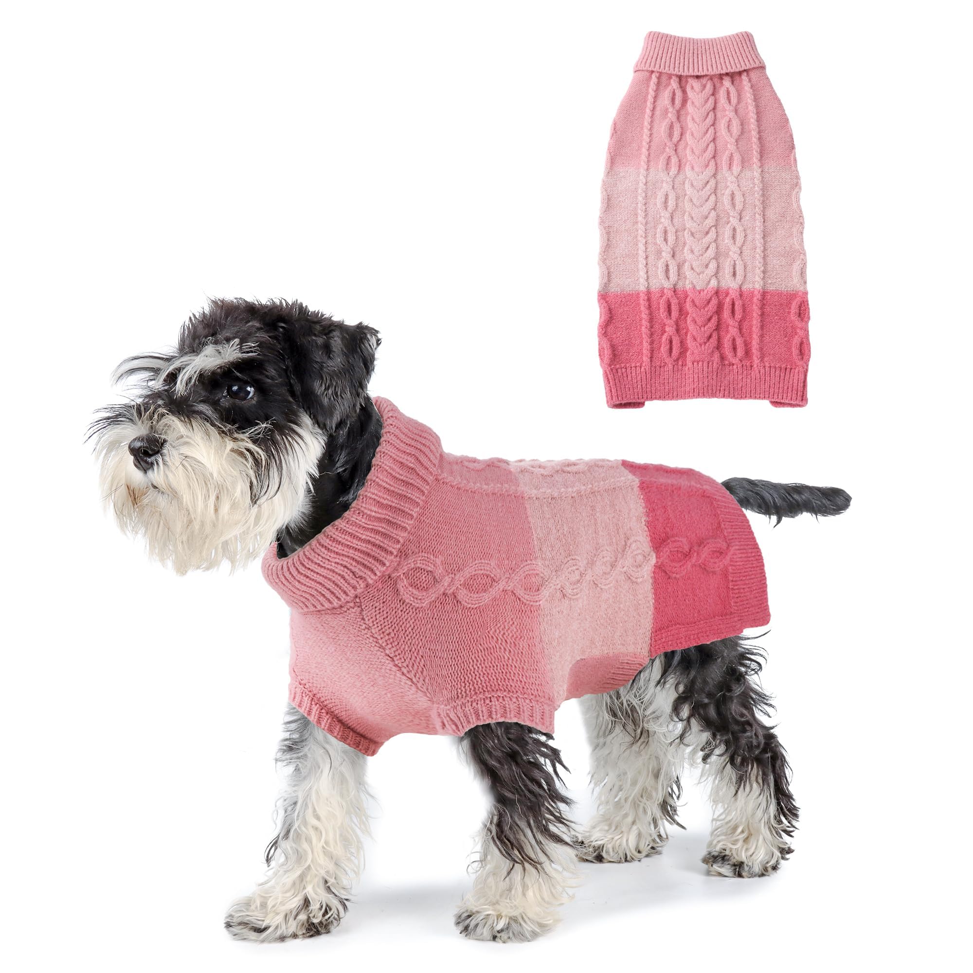 NACOCO Dog Sweater Color Block - Halloween Cat Knitted Clothes Pet Fashion Sweatshirt Soft Vest Thickening Winter Warm Knitwear Outfits Apparel for Small Medium Dog Puppy Kitten(Pink, L)