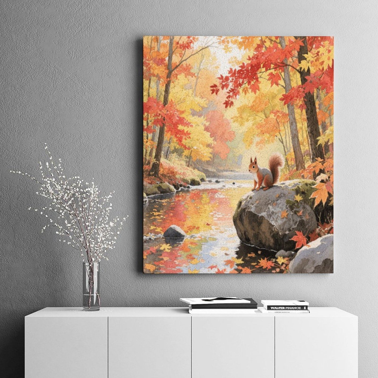 KOAYUBFC Malen-nach-Zahlen-Set mit Ahornwald im Herbst, Malen-nach-Zahlen-Set für Erwachsene, Anfänger, Erwachsene, Malen-nach-Zahlen-Kits auf Leinwand, Acryl-Ölfarben, Gemälde mit Pinseln als