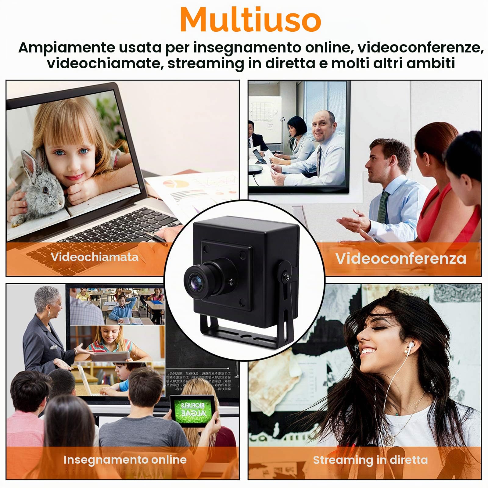 Svpro Full HD 1080P Low Light Camera USB Camera con alloggiamento in alluminio, IMX323 Sensor Mini USB Webcam 2MP H.264 USB Webcam con microfono digitale integrato per PC o progetto embedded
