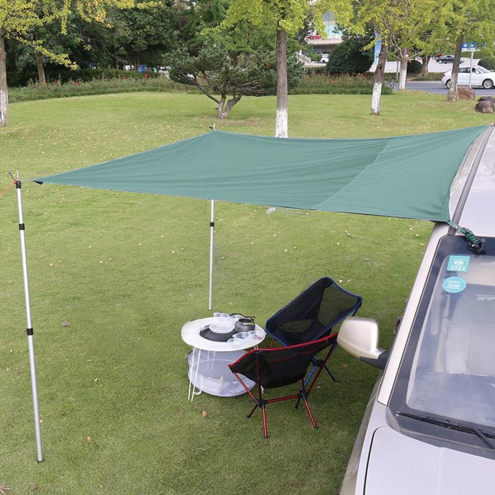 TRIWONDER Wodoodporna Plachta do Użytku na Zewnątrz, Kemping, Piknik, Plaża, Namiot, Hamak, Łódź, Weranda (Ciemnozielony, S - 1,5 x 2,2 m)