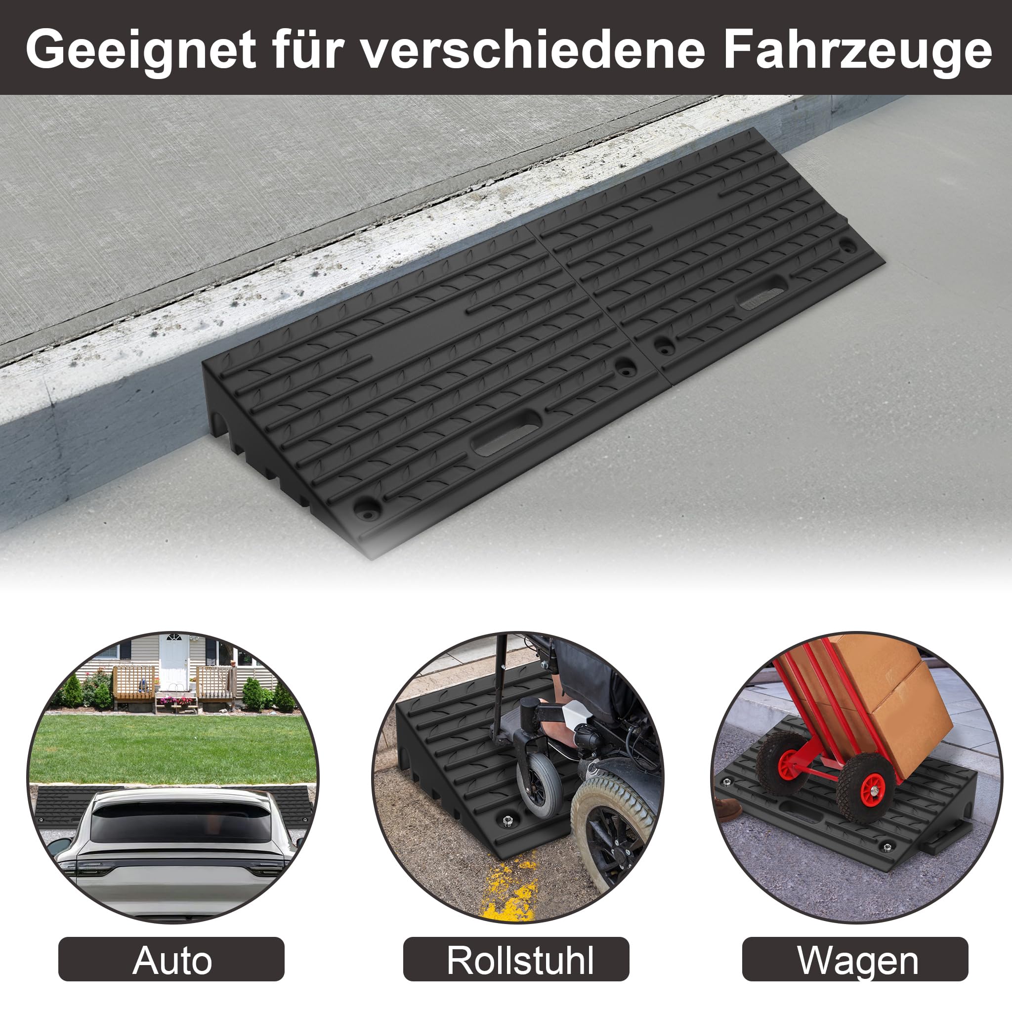 YRHome Gumowa rampa najazdowa, 10 cm, z uchwytem do łatwego przenoszenia, do samochodu, motocykla, wózka inwalidzkiego, 2 sztuki