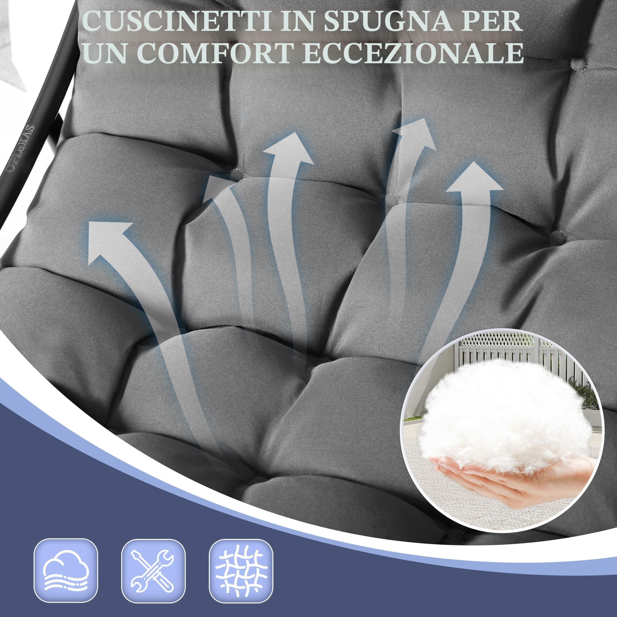 Sedia a Dondolo da Esterno Poltrona a Dondolo da Lettura con Poggiapiedi Poltrona Salotto con Cuscino Imbottito, Portata 150 kg, per Salotto Terrazza Camera