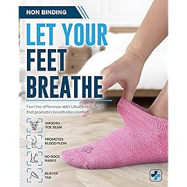 Doctor\'s Select Viscose Bamboo Ankle Diabetic Socks for Women and Men - 6 Pairs | Quarter Diabetic Socks for Men 9-12 | Edema Socks | Black, White, Light Blue, Blue, Purple, Pink