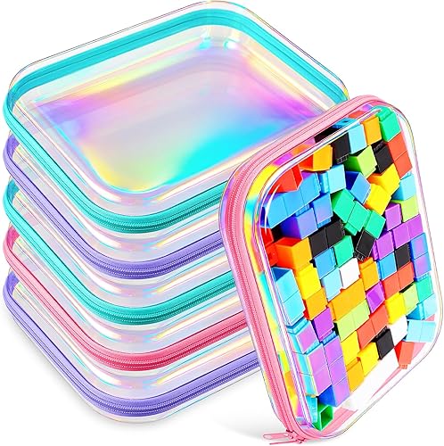 Sanwuta 6 fundas rígidas transparentes con cremallera, bolsas de plástico duro con cremallera, bolsa de maquillaje, fundas transparentes para