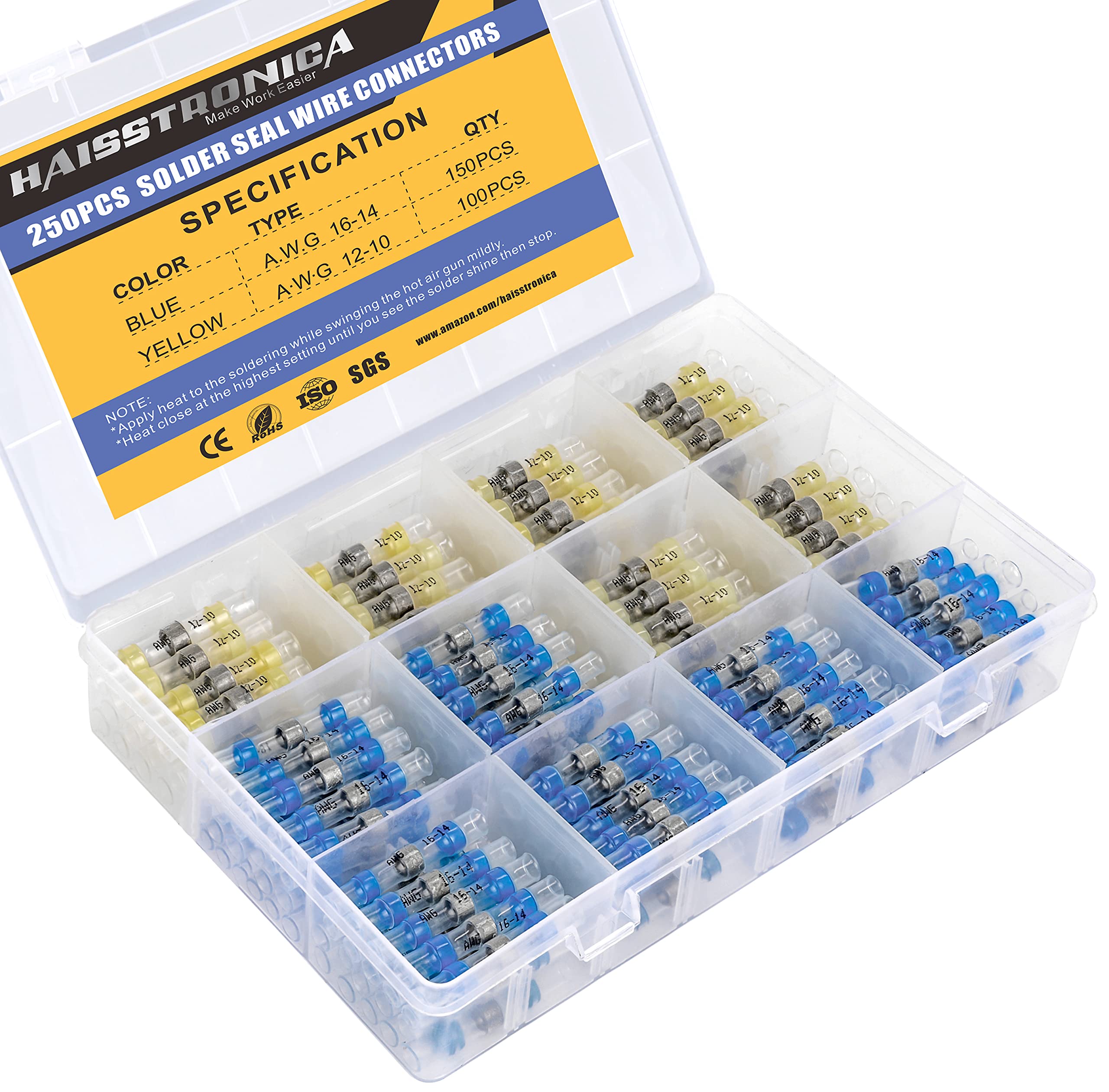 Buy 250PCS Blue Yellow Seal Wire Connectorshaisstronica Waterproof