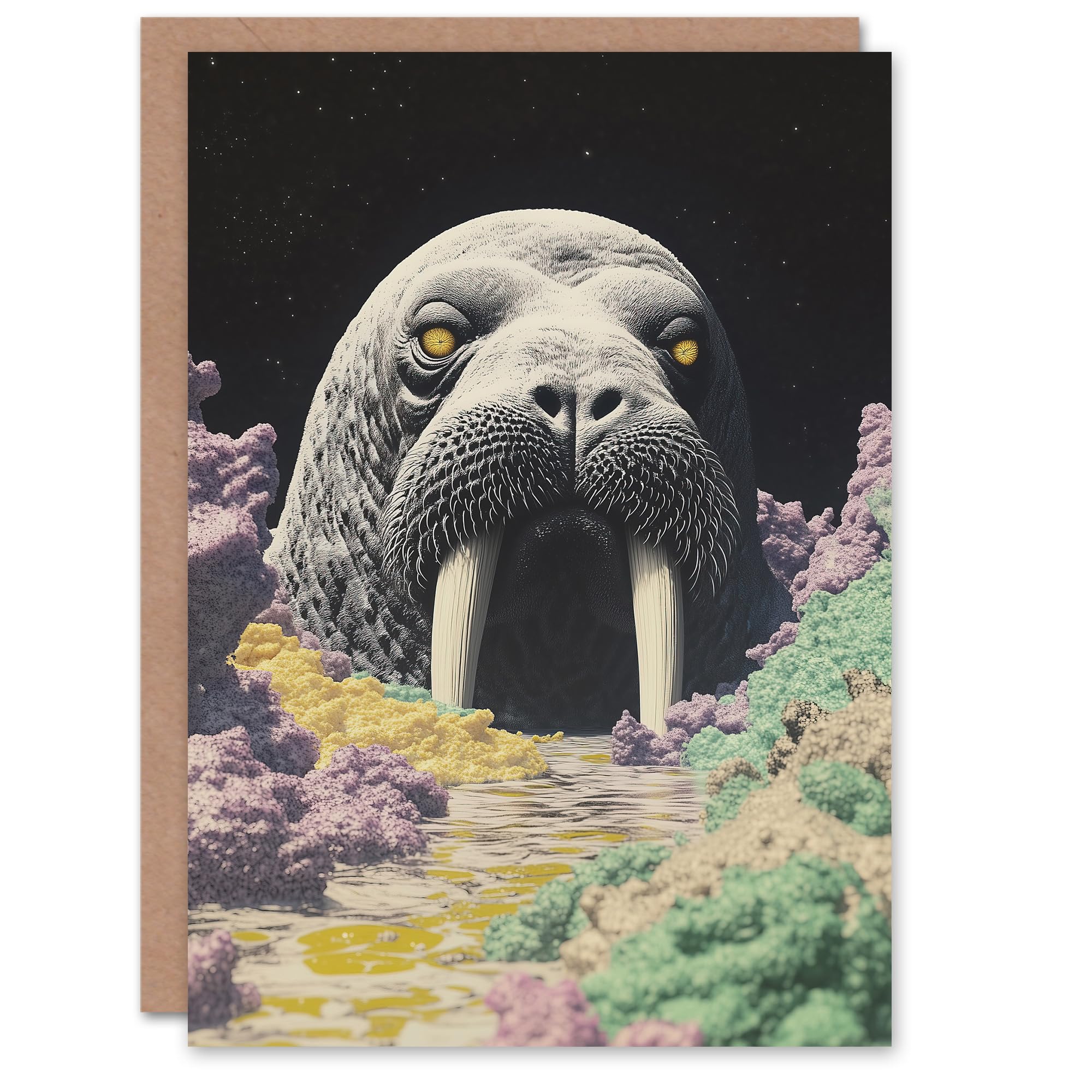 Artery8 Greeting Card - Surreal Alien Landscape - Birthday Card - Grey