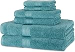 Amazon Basics Fade Resistant Bath, Hand and Washcloth Towel Set, 100% Cotton, Set of 6, Pale Pink