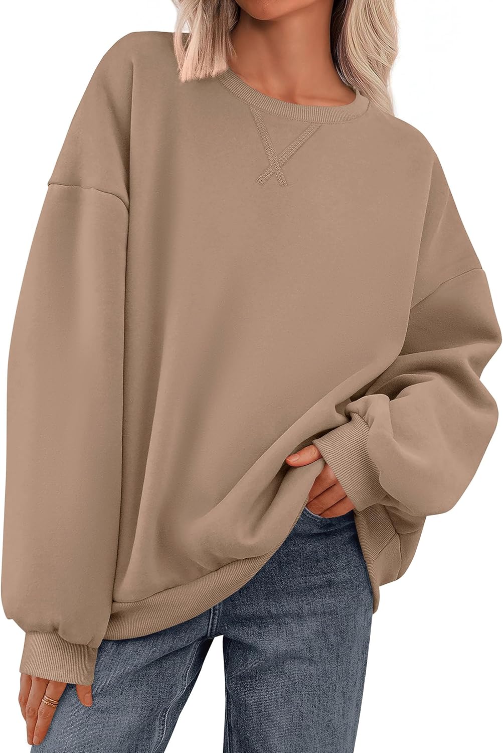 PRETTYGARDEN Oversized Sweatshirt for Women Fall Outfits 2025 Crewneck Long Sleeve Tops Fleece Pullover Winter Clothing