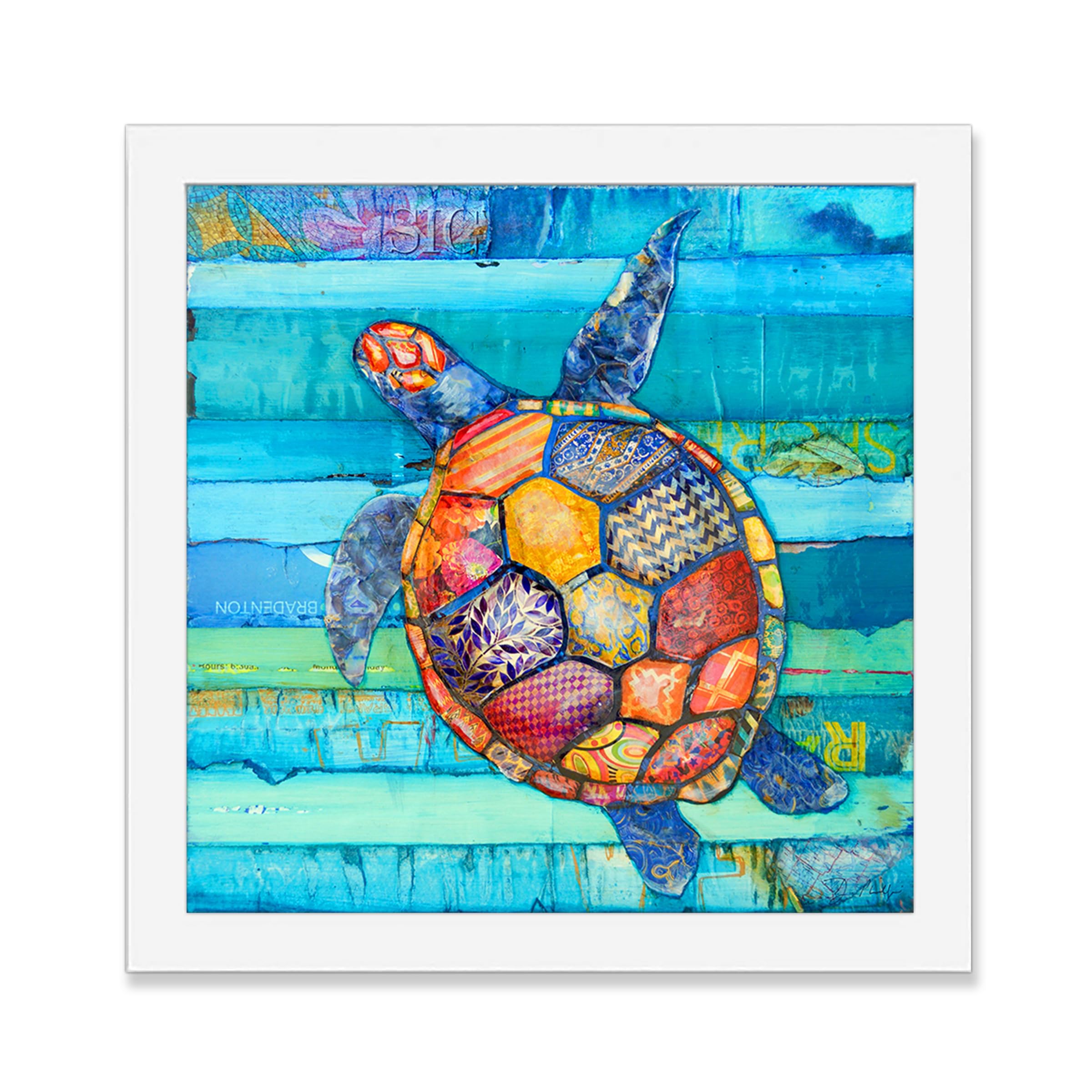 Amazon.com: Honu Sea Turtle Mixed Media Collage Fine Art by Danny