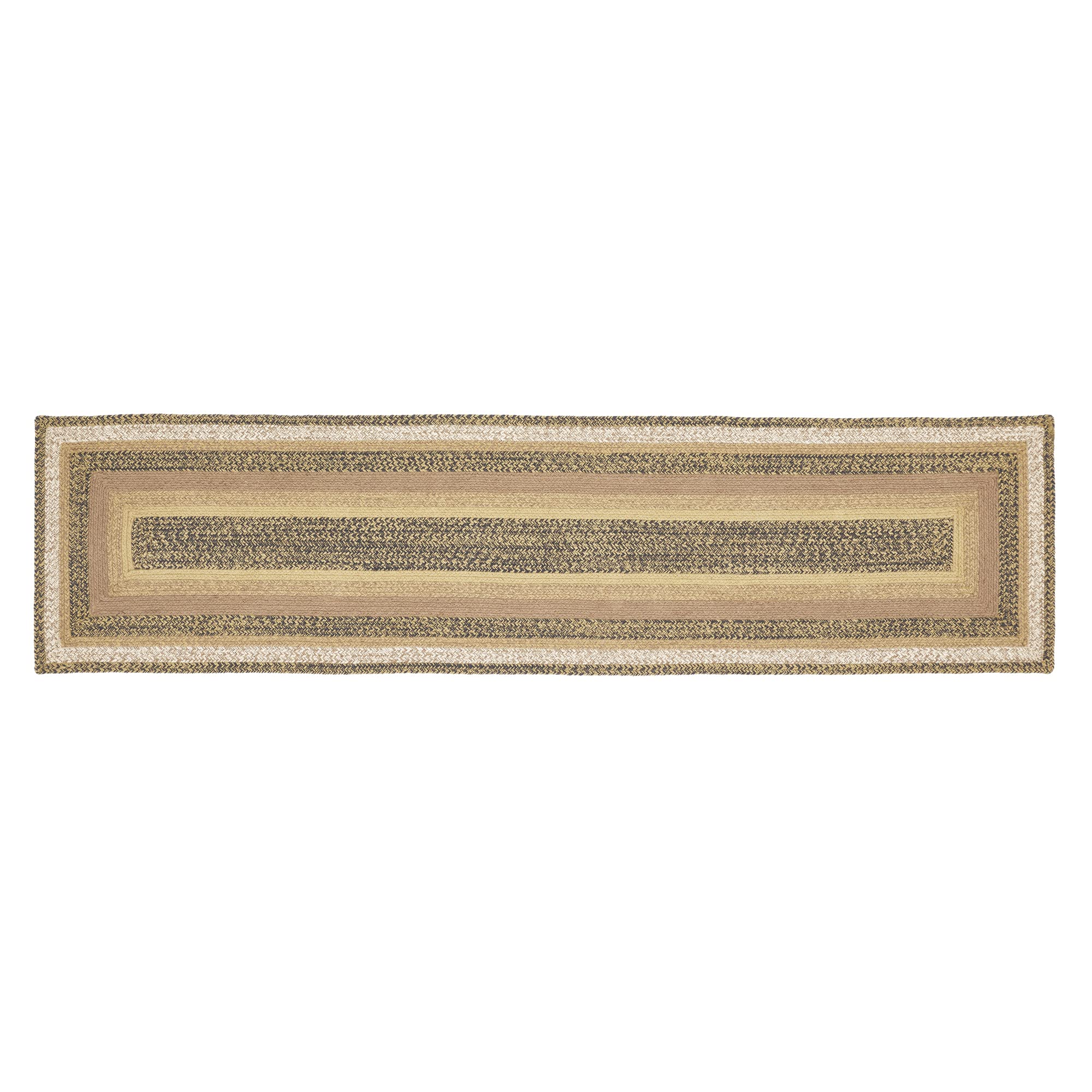 VHC Brands Kettle Grove, Braided Jute Runner Rug, Non-Skid Pad, Rectangle, Tan & Black, 24x96