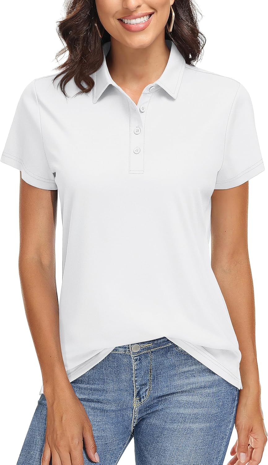 TACVASEN Women's Golf Polo Shirts Short Sleeve UPF 50+ Sun Protection Golf Shirts for Women Quick Dry Collared Polos