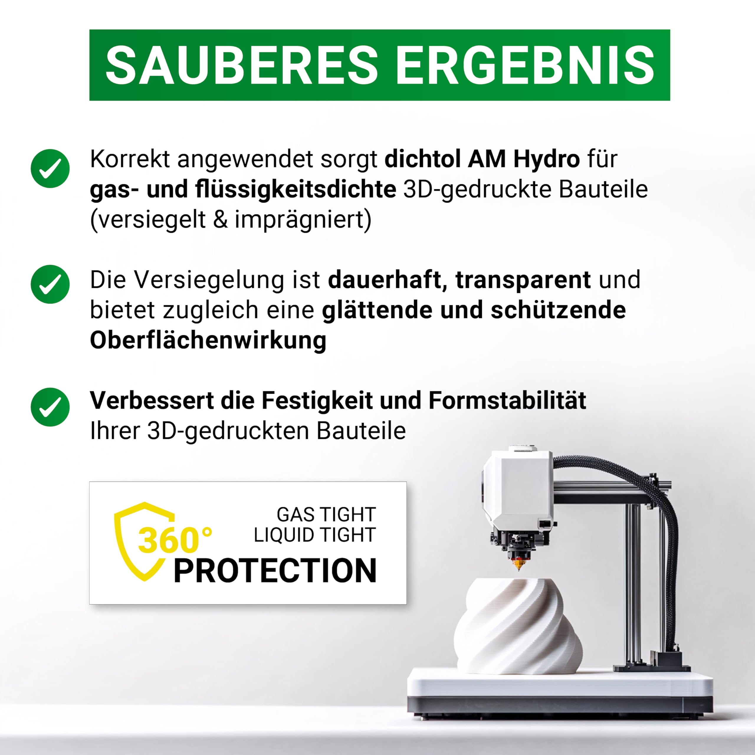 DIAMANT dichtol AM Hydro 250ml – Wasserbasierte Versiegelung & Imprägnierung für 3D-Druck | Gasdicht & wasserdicht durch Kapillareffekt | Transparent | Für PA, PETG, ASA, ABS, PVB, PP, TPU, PLA