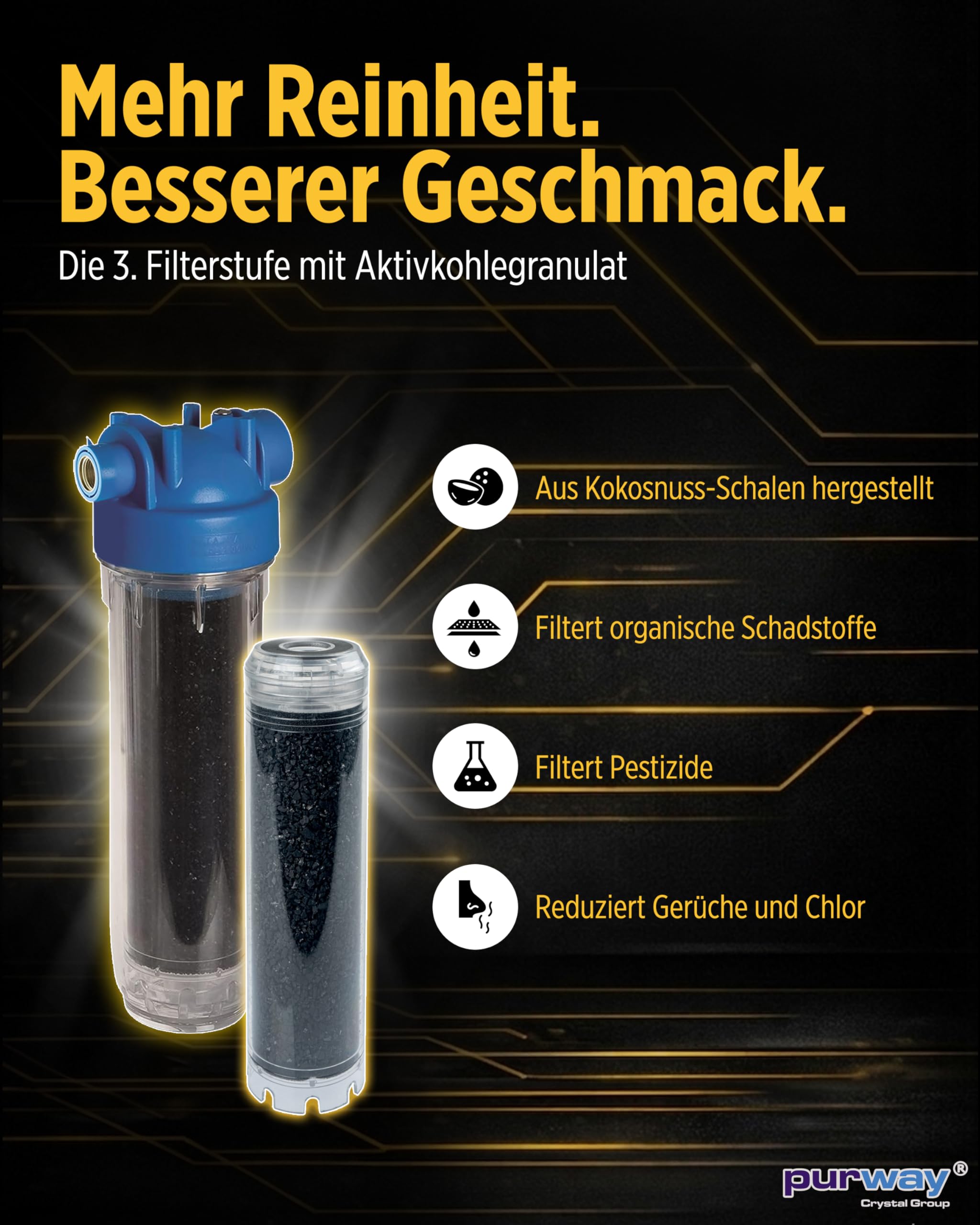 purway® HYDRA Rainmaster TRIO RLH LA 1" Zoll Wasserfiltergehäuse plus Filter