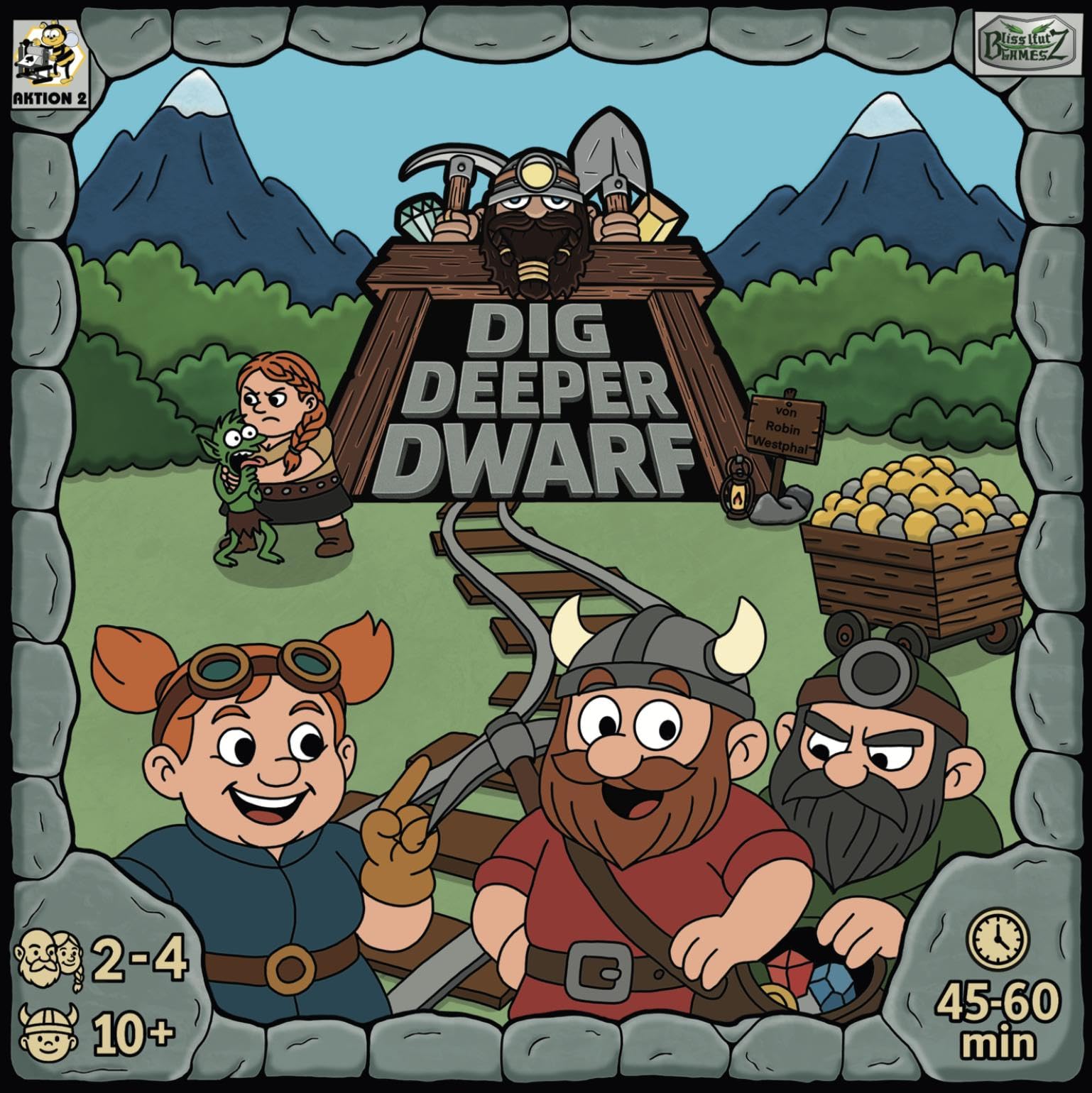 Dig Deeper Dwarf – Taktisches Deckbuilding-Brettspiel für 2–4 Spieler | Strategisches Gesellschaftsspiel mit Sabotage-Spaß für Familie & Erwachsene | 45–60 Min | ab 10 Jahren | Deutsch/Englisch