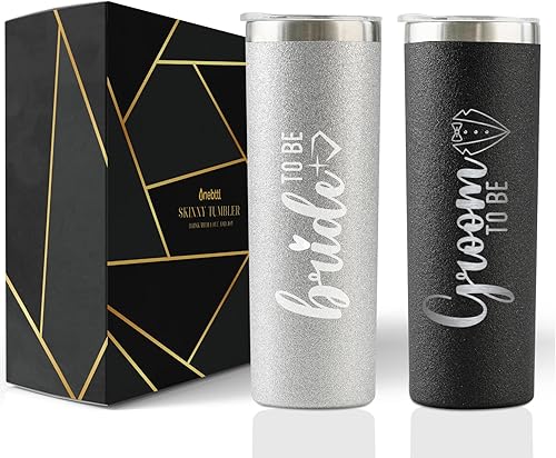 Regalos de compromiso para parejas, regalos únicos recién comprometidos para prometida, vasos de purpurina aislados de acero inoxidable  novionovia,