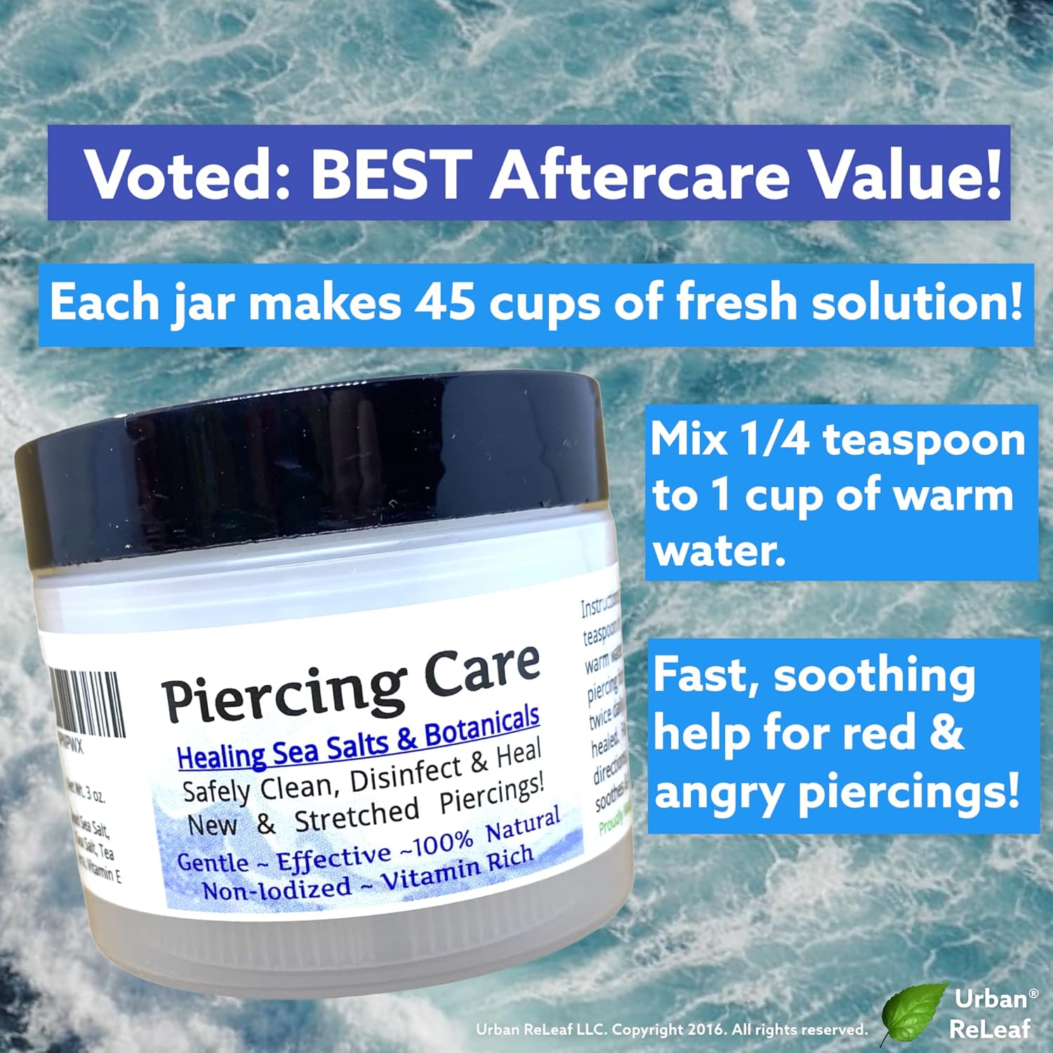 PIERCING CARE Set of 2 ! Healing Sea Salts & Botanical AFTERCARE