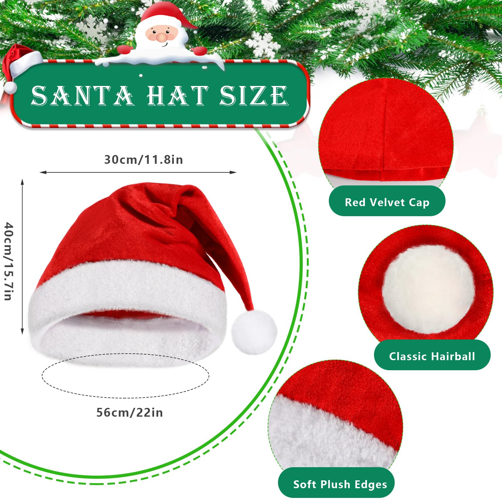 Hifot 6 Pack Christmas Costumes for Women, Santa Hat, Red Tutu, Striped Knee High Socks - Image 2