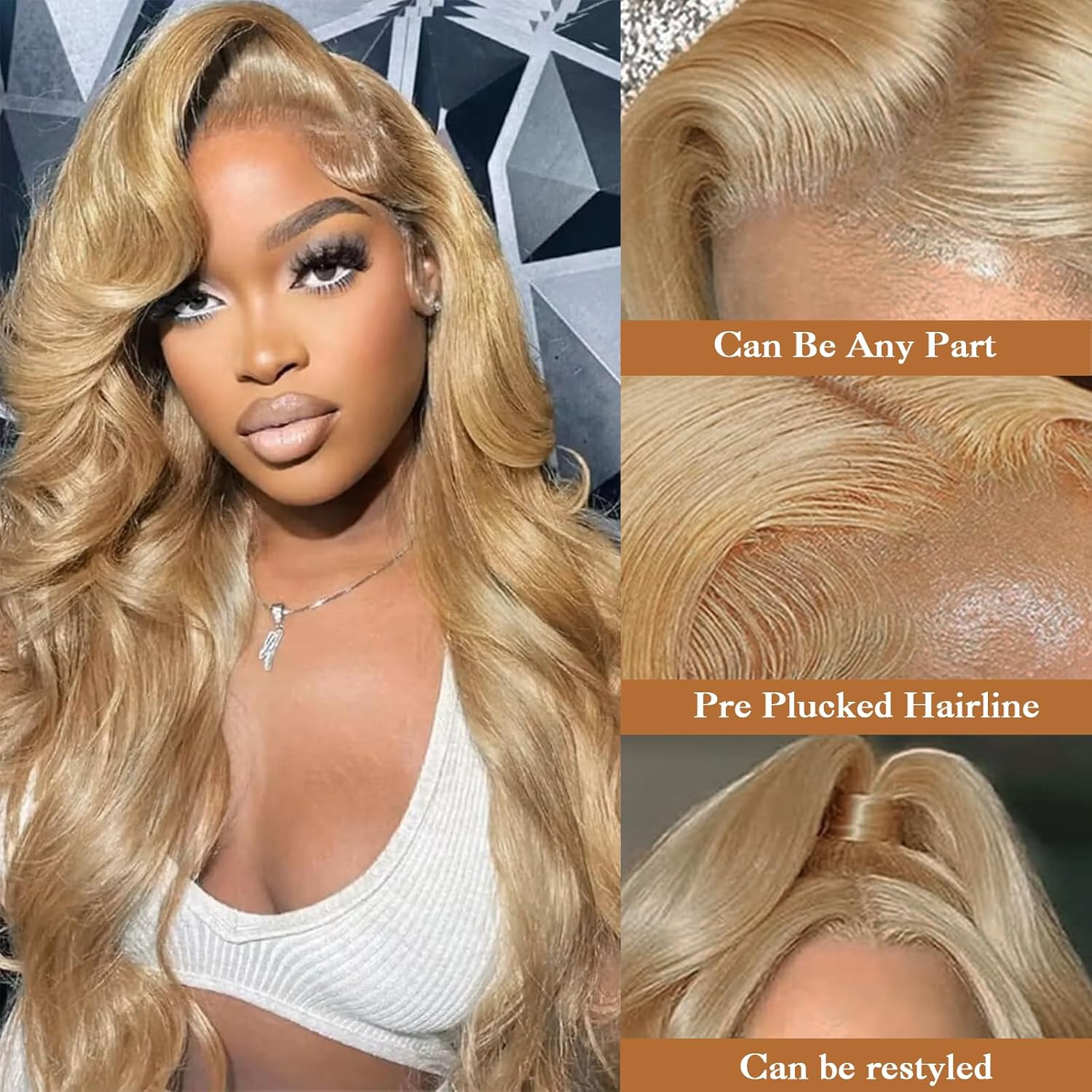 Honey Blonde Lace Front Wig Human Hair 13x6 Body Wave HD Lace Front Wig Human Hair for Women Pre Plucked 200 Density #27 Colored Honey Blonde Human Hair Wigs 26 Inch