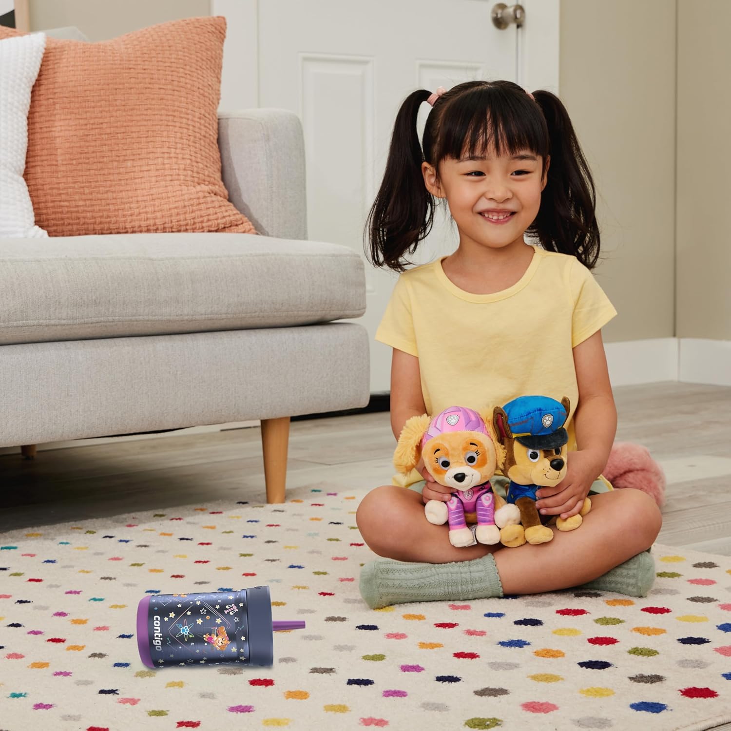 Contigo Kids Leighton Spill-Proof Stainless Steel Paw Patrol Tumbler with Straw, 12oz, Space Zodiac, Purple - Image 4