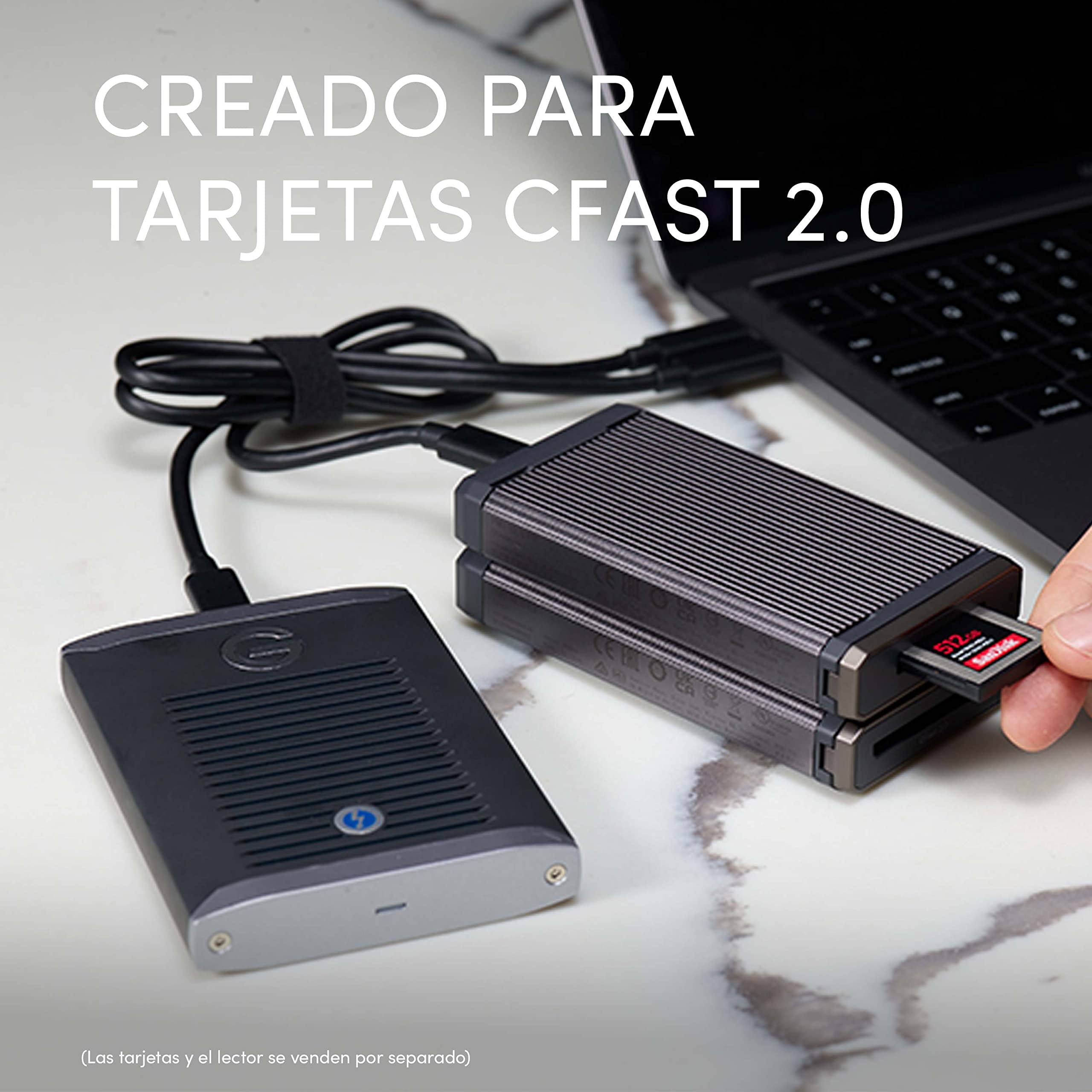 SanDisk Professional Pro-Reader CFast Lector de Tarjetas con transferencias superrápidas de Contenido Multimedia, Negro