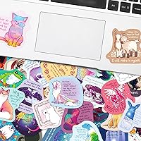 Vista 2 de Calcomanías de afirmación de animales – 50 calcomanías de vinilo impermeables con cita positiva para botella de agua, laptop, funda de teléfono