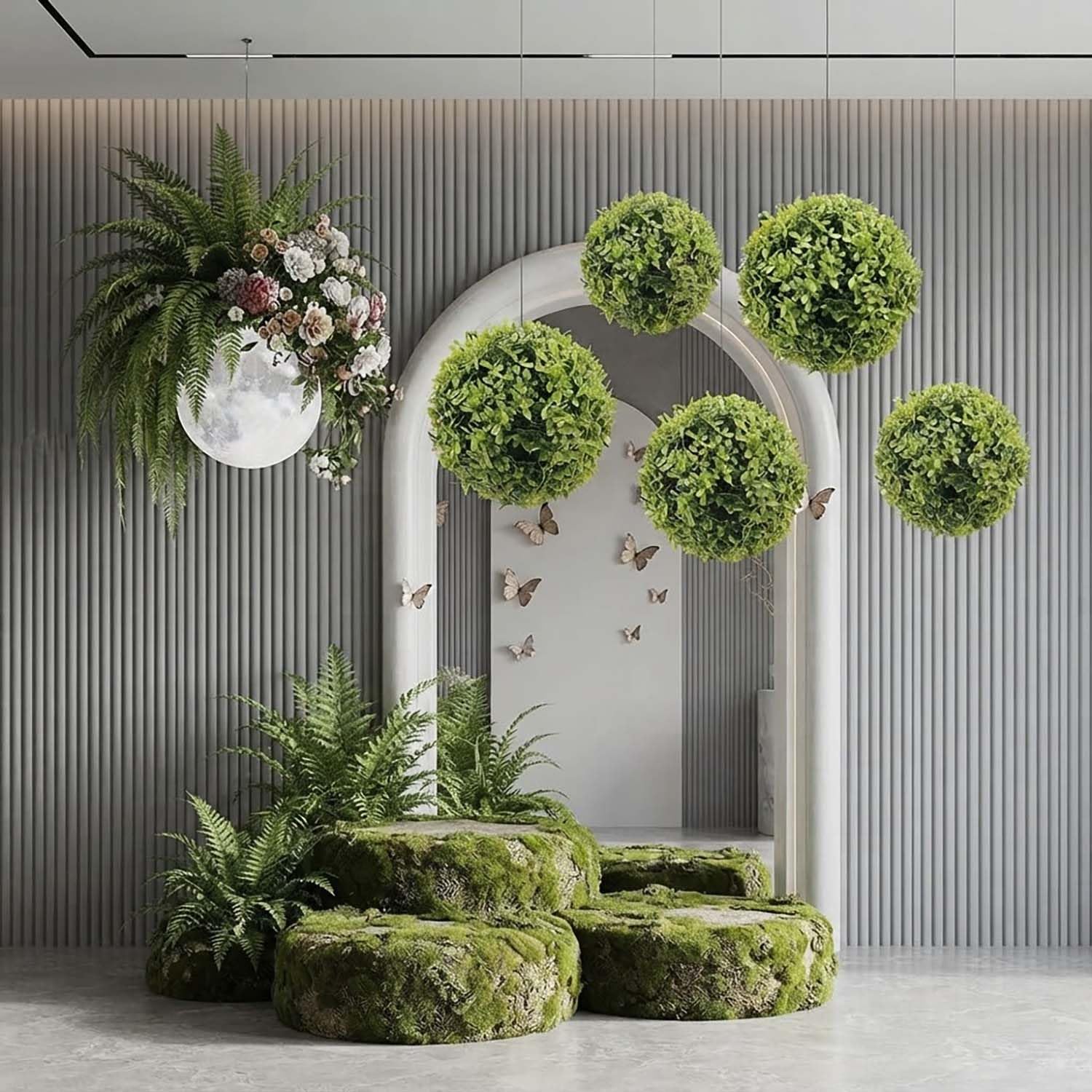 Sztuczna roślina w formie topiary, bardzo duża kula, realistyczne sztuczne kule bukszpanowe, odporne na wodę 2, 22in/56cm