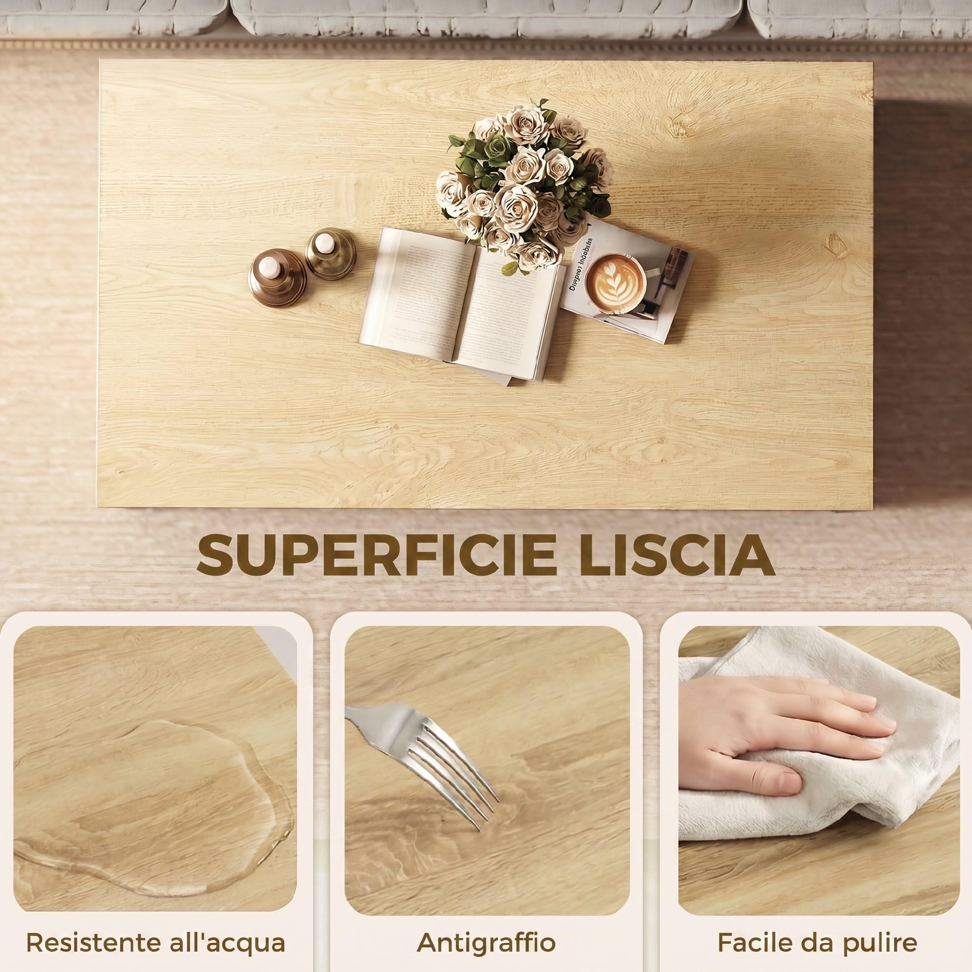 HOMCOM Tavolino da Caffè, Tavolino Salotto Moderno Bicolore con Mensola Sfalsata, Tavolo Soggiorno per Casa Ufficio, 95 x 55 cm, Legno Naturale e Bianco