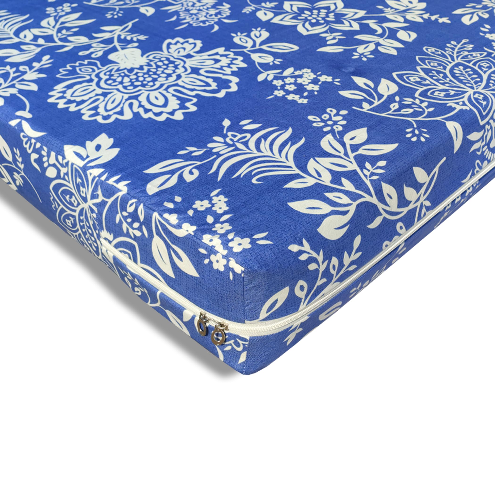 WELLFIT® Premium Glace Cotton 300 TC Mattress Cover/Protector for Double Size Bed with Zip/Chain/4×6 ft / 48×72×6 inch