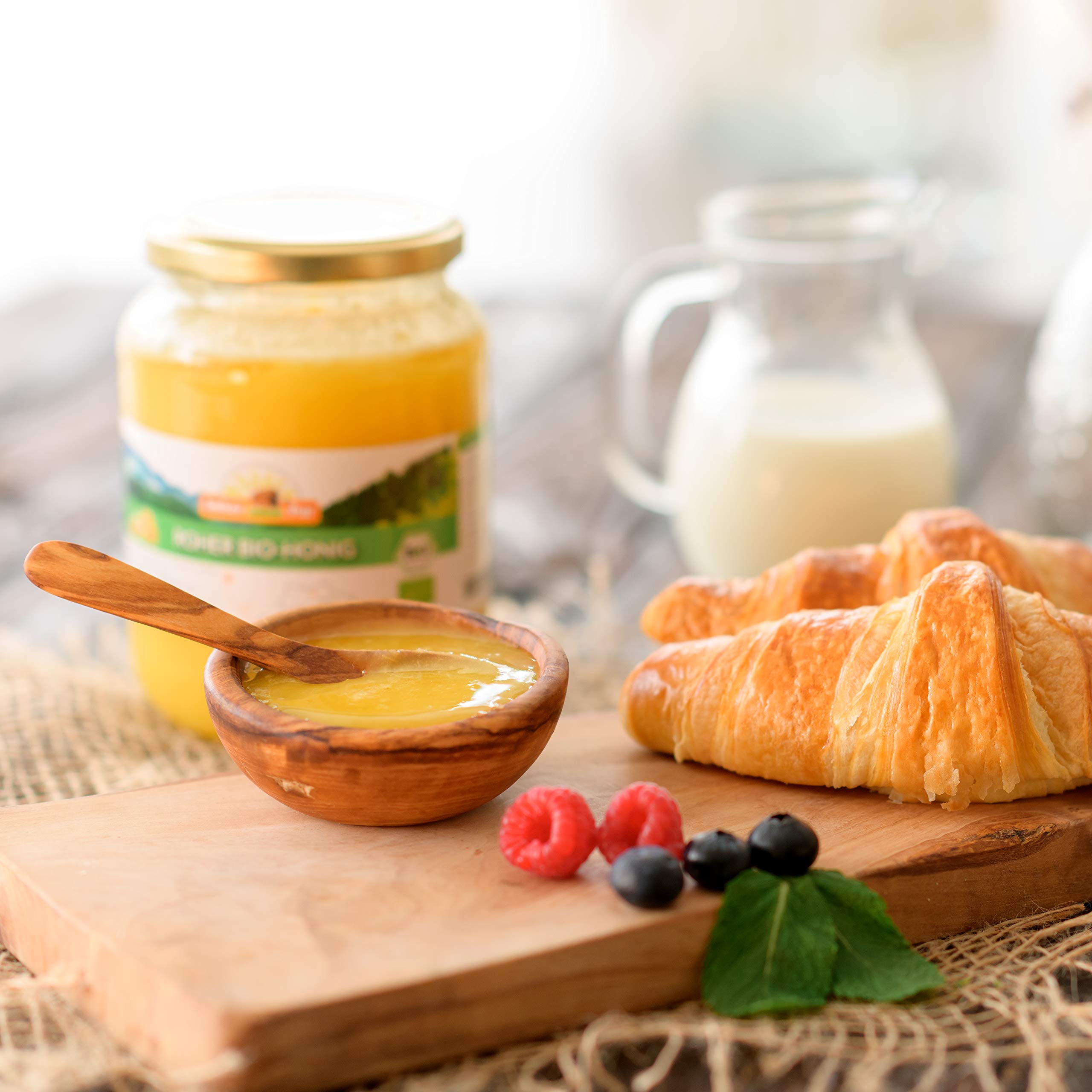 BIO Honig (roh) von ImkerPur, nicht geschleudert oder erhitzt, enthält Blütenpollen, Bienenwachs und andere natürliche Bestandteile (1000 g Roher Honig BIO)