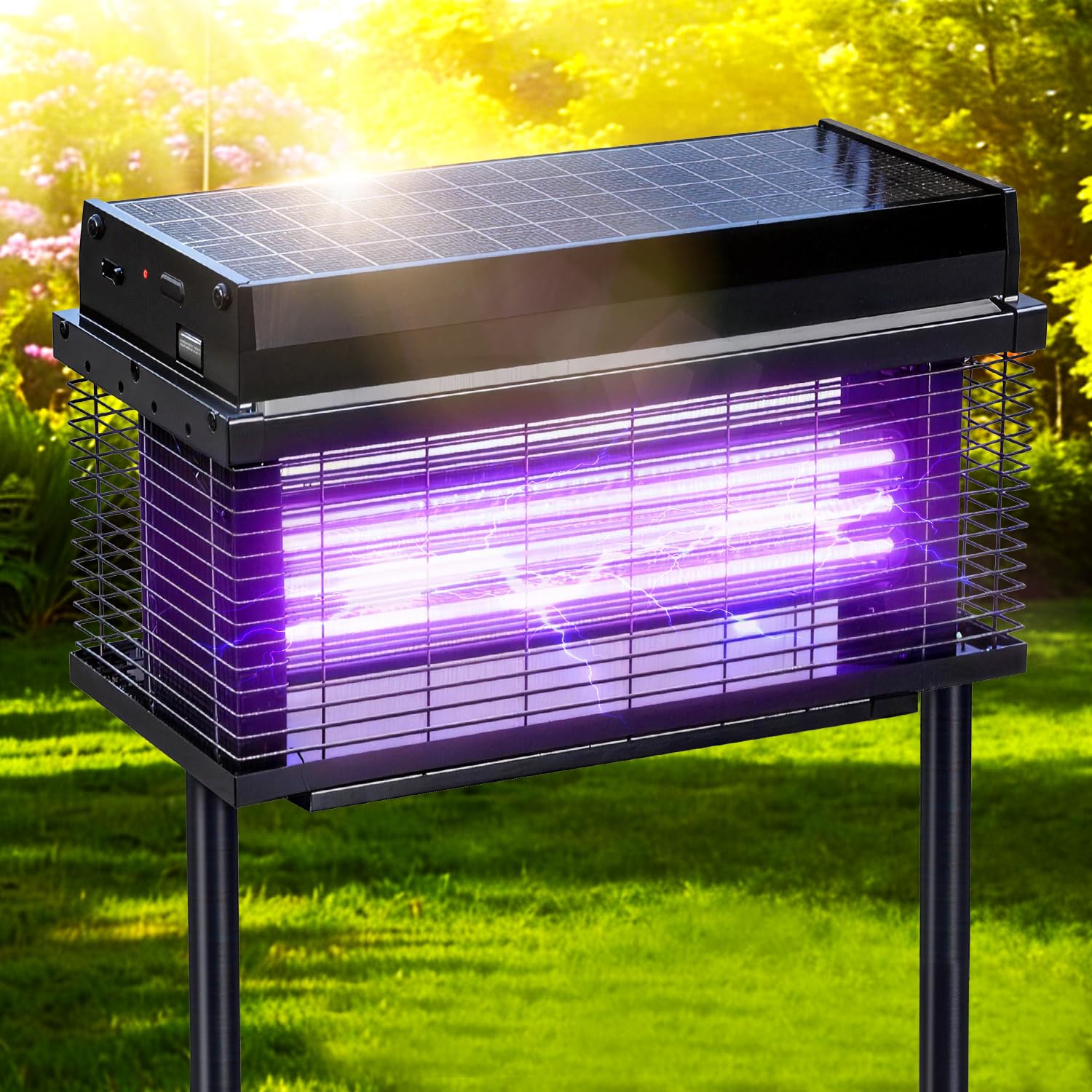 Amazon.com : Spansol Solar Bug Zapper Outdoor, Purple UV Mosquito
