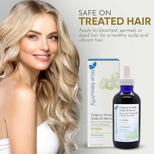 Miniatura 6 de Blue Beautifly Aceite orgánico Amla para suero del cuero cabelludo, fortalece los folículos pilosos, restaura el crecimiento y trata la caspa,