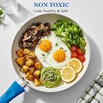 12-Piece Ensemble de casseroles et d'articles de cuisine en céramique avec poignées de bakélite, ensemble de cuisson à induction non toxique, éléments essentiels de la cuisine bleue de cobalt, PFOA & PTFE Gratuit