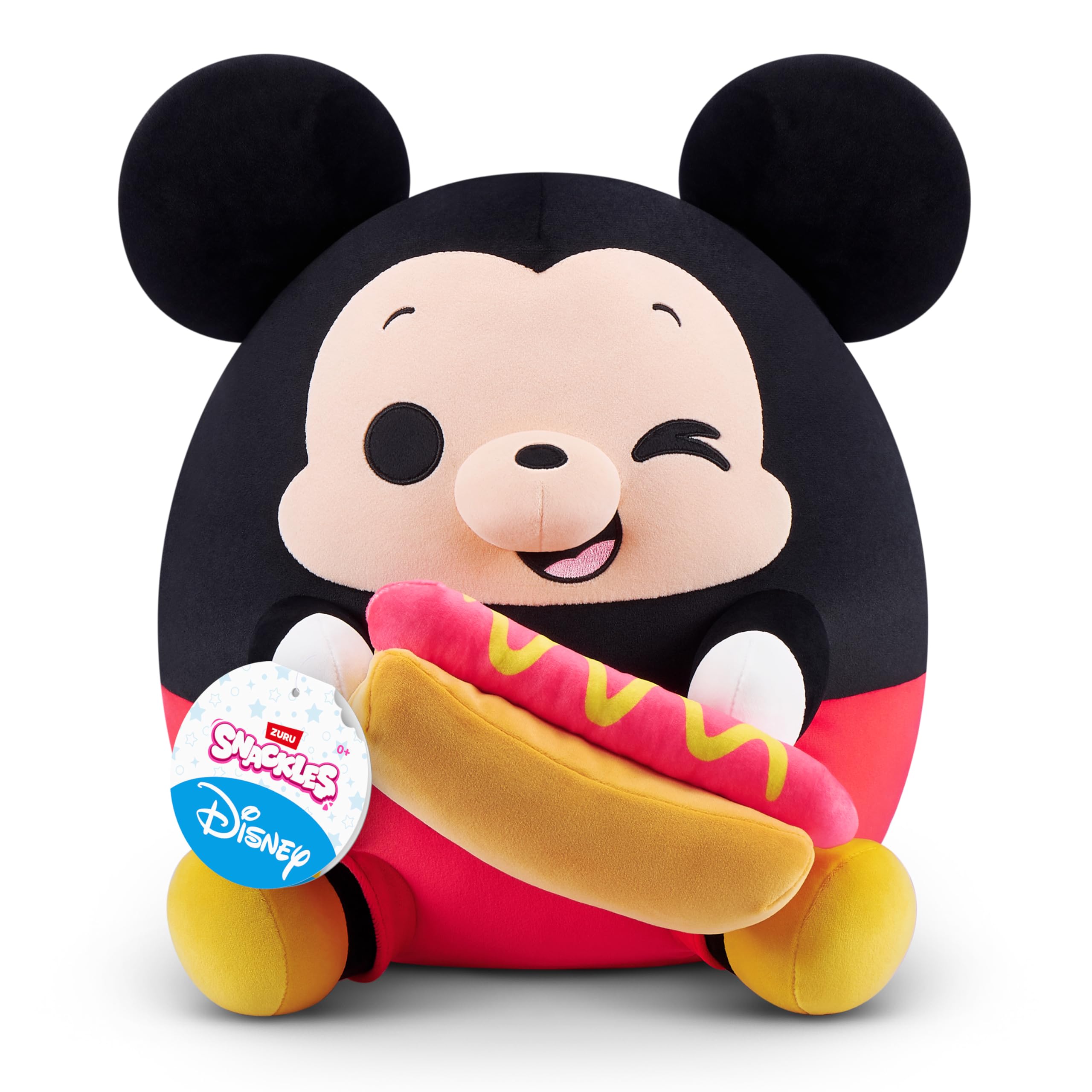 Snackles Disney 35 cm großes Plüschspielzeug von ZURU, Plüschspielzeug mit Snack-Accessoire (Mickey&Hot Dog)