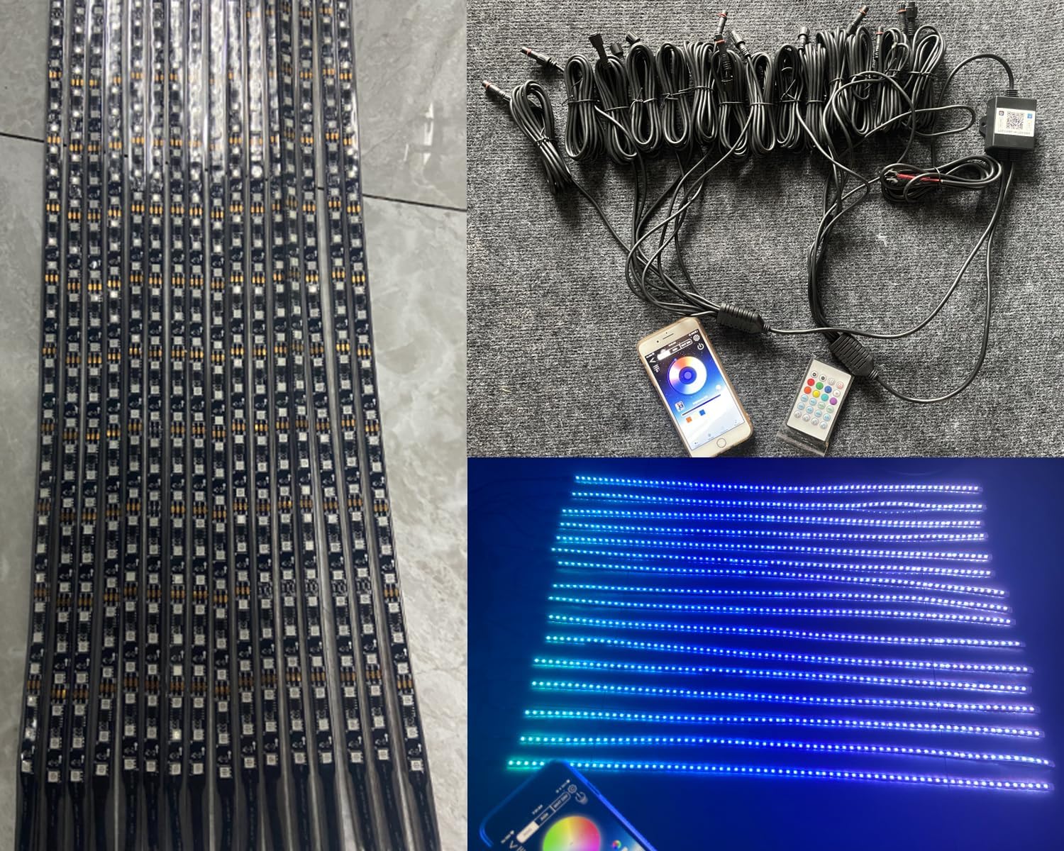 16PCS 6.5FT (2M) Single Row RGB Dream Color Chasing LED Strips - Bluetooth + Remote, Lights for Slingshot