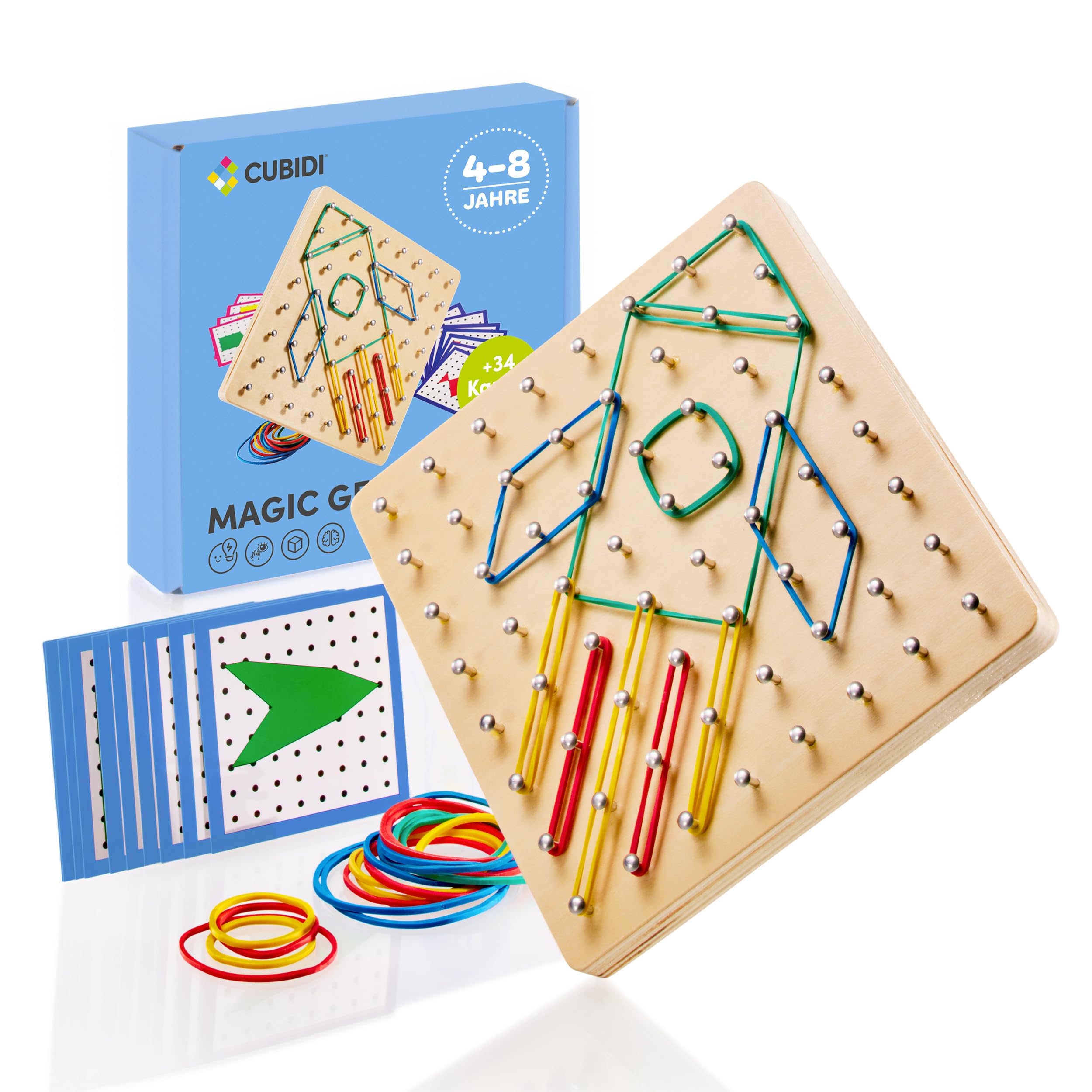 Geoboard in Legno Giochi Educativi Montessori 3 4 5 6 Anni, Giocattolo Educativo Geometrico Elementare con 30 Carte Modelli 53 Elastici per la Creazione di Figure e Forme Regali per Bambini [18X18CM Geoboard in Legno Giochi Educativi Montessori 3 4 5 6 Anni, Giocattolo Educativo Geometrico Elementare con 30 Carte Modelli 53 Elastici per la Creazione di Figure e Forme Regali per Bambini [18X18CM