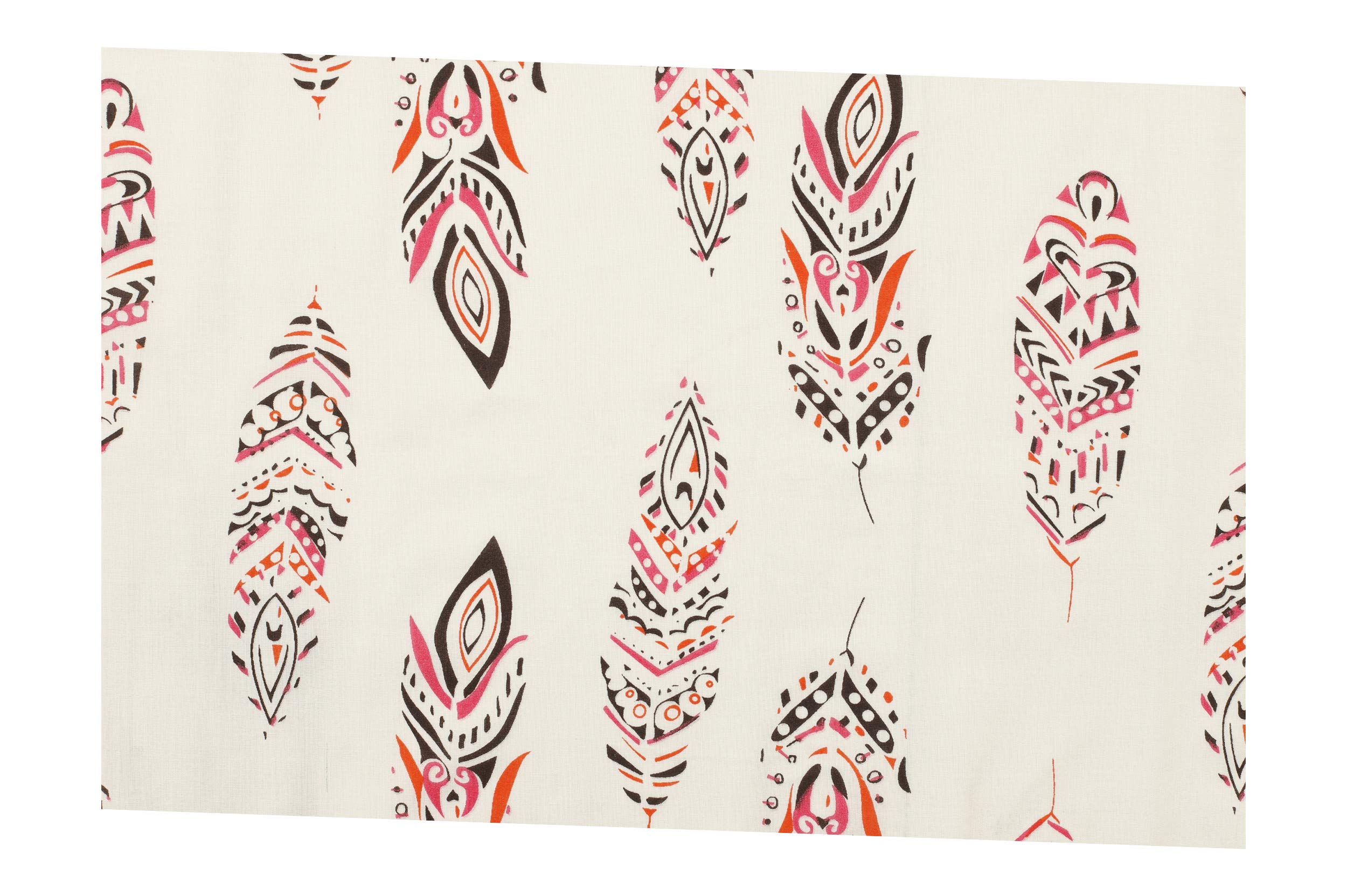 Handicraft-Palace Cotton Screen Printed Cambric Fabric Peacock Feather Design Dressmaking Sewing Fabric (Off-White) (3 Meter)