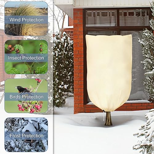 Miniatura 3 de Cubiertas para plantas contra el congelamiento de invierno, 39 x 47 pulgadas, 2.36 onzasyardas, cubierta de tela helada, manta para plantas de