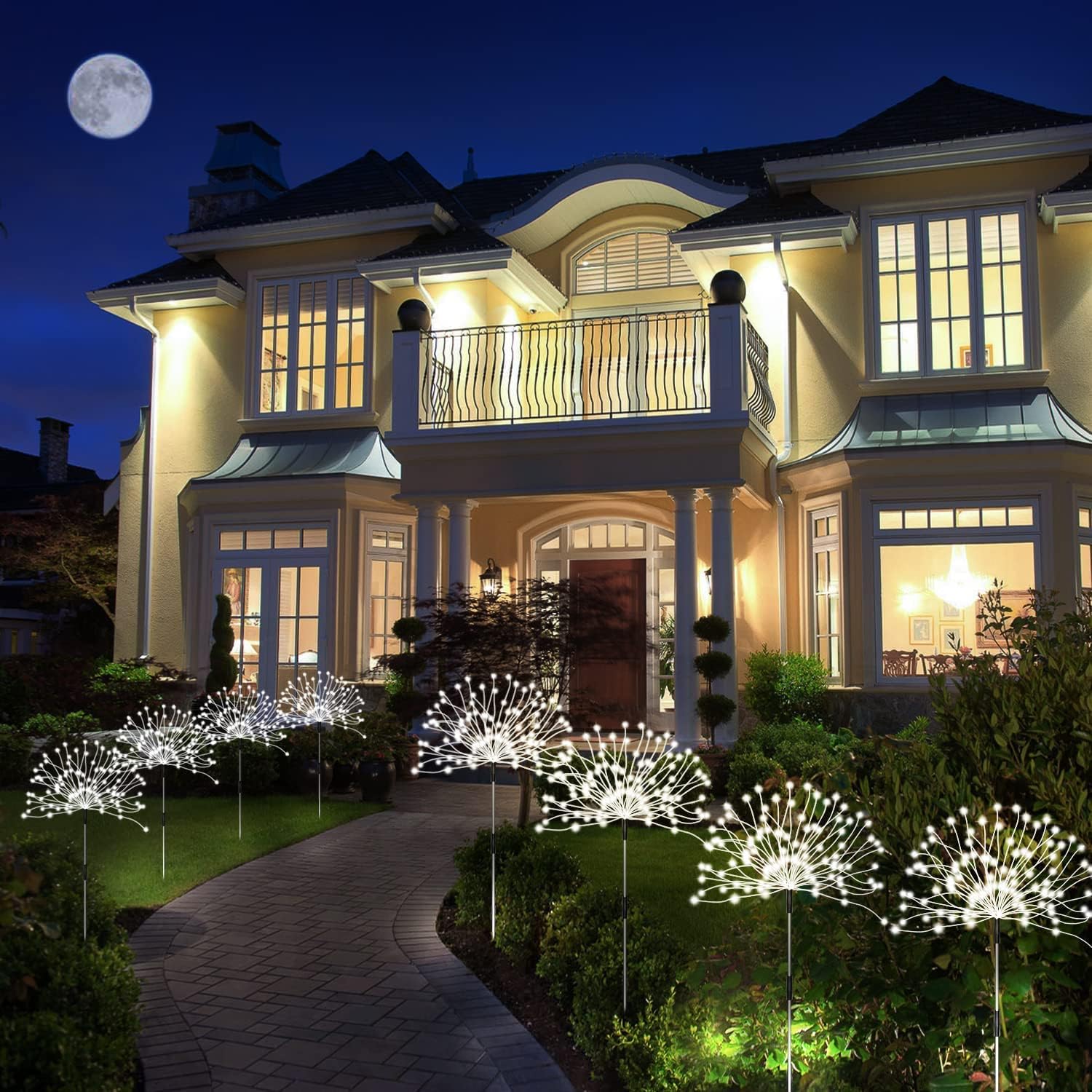 Solar Fireworks Lights White