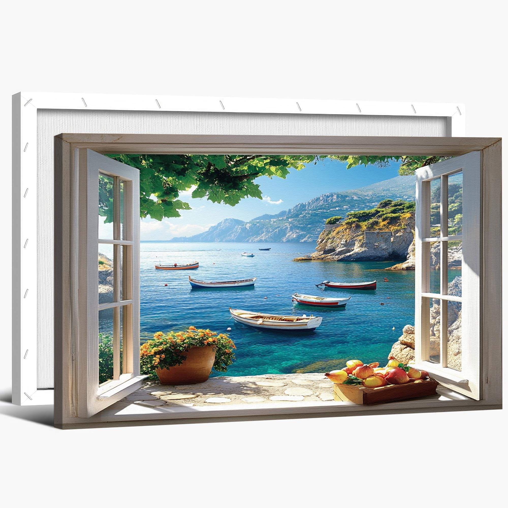 Windowsノート本体 Ecott's beach art Shiartex Beach Window Wall Art Canvas Bedroom Living Room Ocean