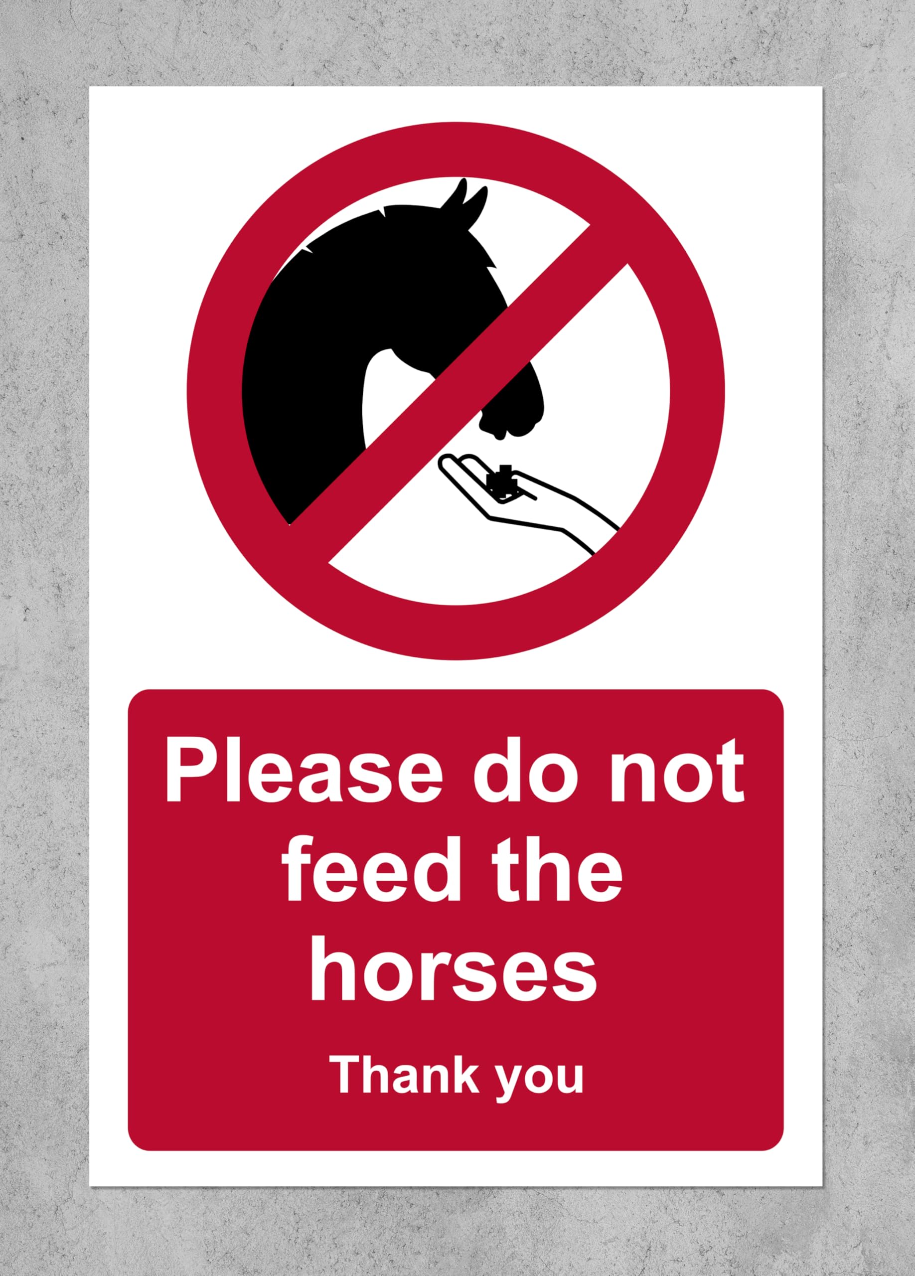 Please do not feed the horses thank you safety sign - Self adhesive sticker (400mm x 300mm)