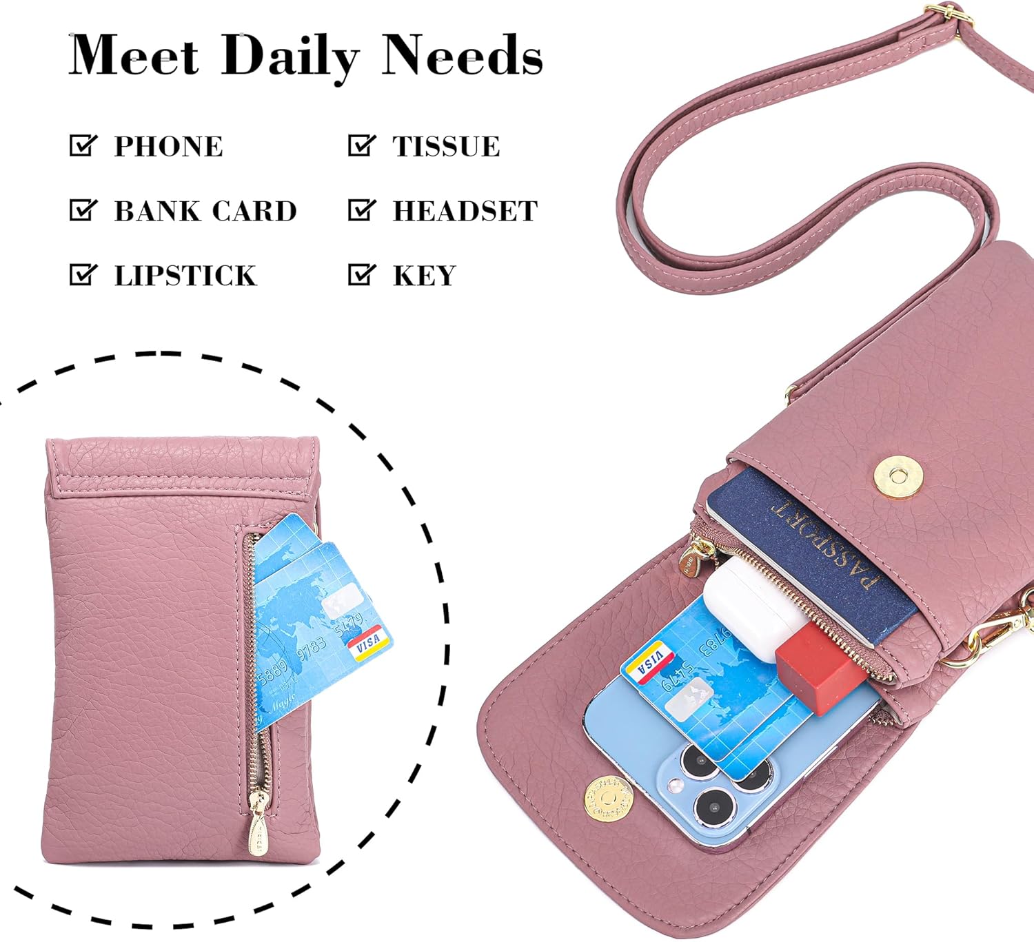 MINICAT Small Crossbody Bags for Women Cell Phone Bag Vegan Leather Cross Body Purse Wallet Purses - Image 4