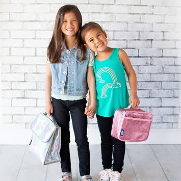 Wildkin Kids Insulated Lunch Box, Pink Glitter | Insulated, wipe-clean lunch box coordinates with matching Wildkin backpacks