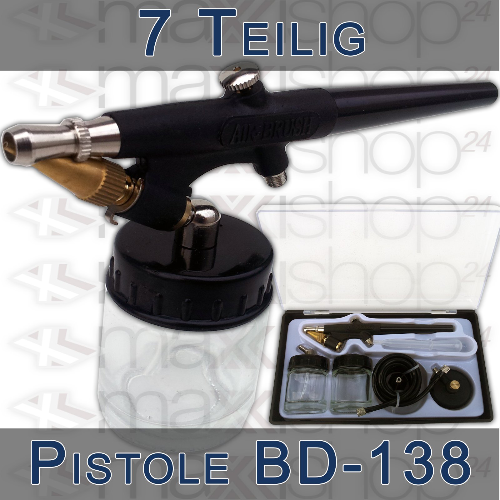 Airbrush-Set AS-186-E1 Komplett-Set Kompressor Set 12tlg. Mit 2 Pistolen