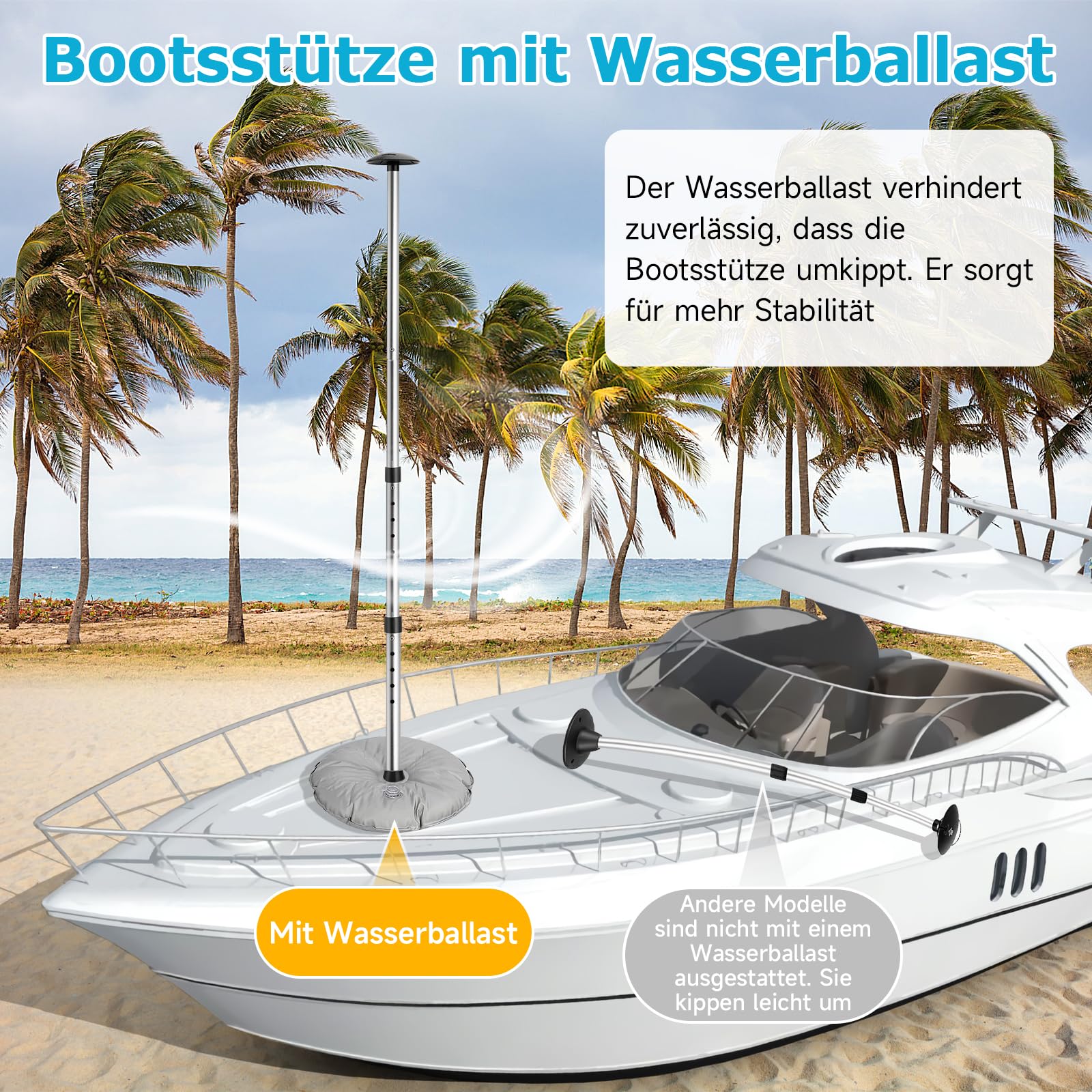 KOMCLUB Verstellbare Aluminium Stützstangen für Bootsabdeckungen