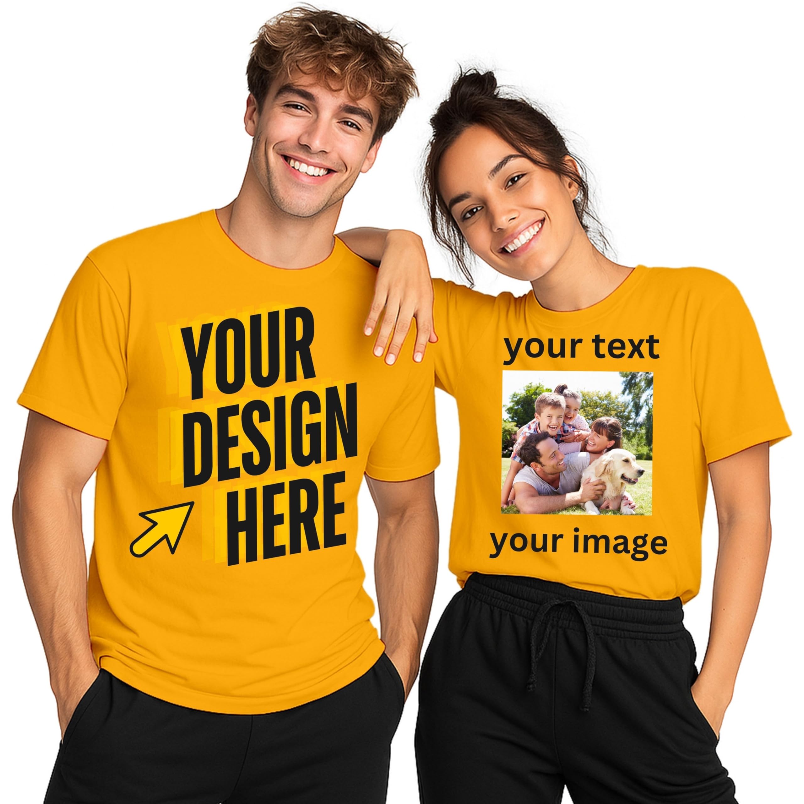 Printson Custom T-Shirt for Men & Women - Personalized Tshirts with Photo and Text - Front and Back Printed Unisex Shirt