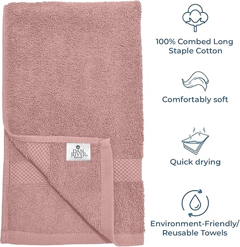Miniatura 4 de DAN RIVER Juego de 6 toallas de mano de lujo (16 x 28 pulgadas), 100% algodón, ultra suaves, ligeras y altamente absorbentes, perfectas para salón,